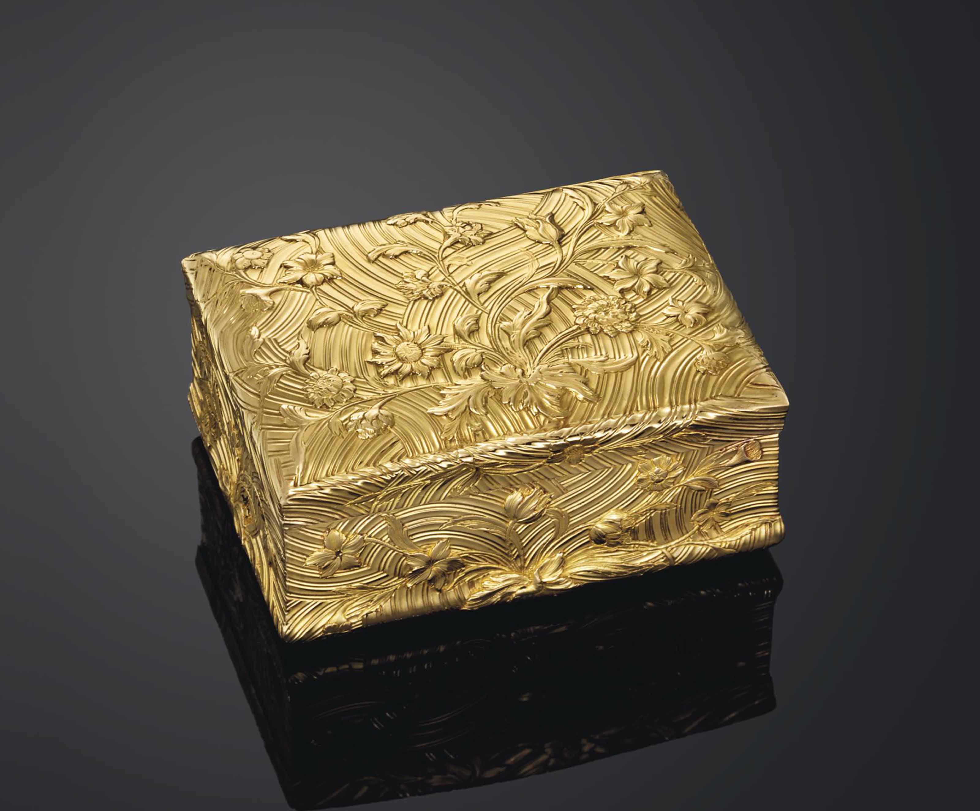 A SWISS OR GERMAN JEWELLED ENAMELLED GOLD SNUFF-BOX SET WITH AN ENAMEL ...