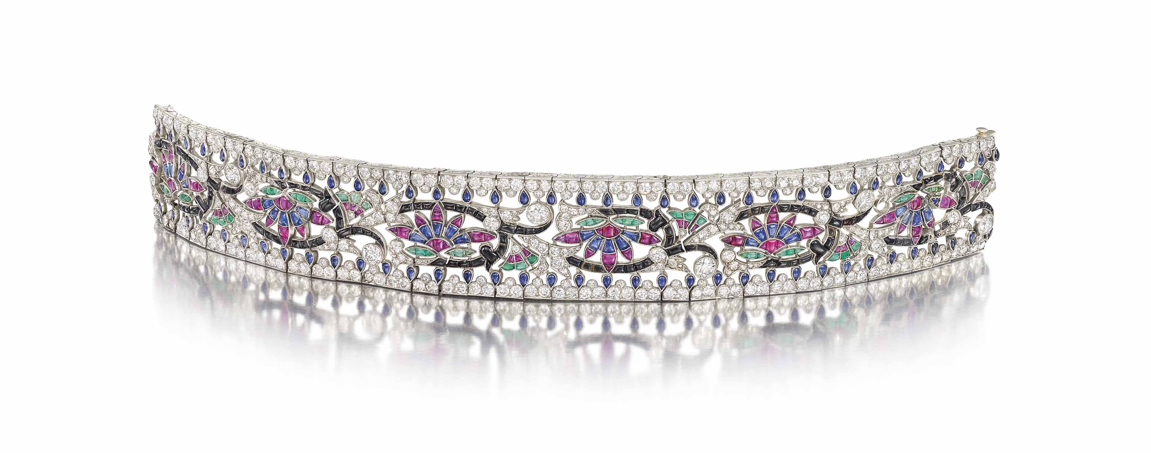 An Art Deco diamond and gem-set bracelet by Van Cleef &amp; Arpels, 1924. Sold for &pound;289,250 on 12 December 2012 at Christie&rsquo;s in London
