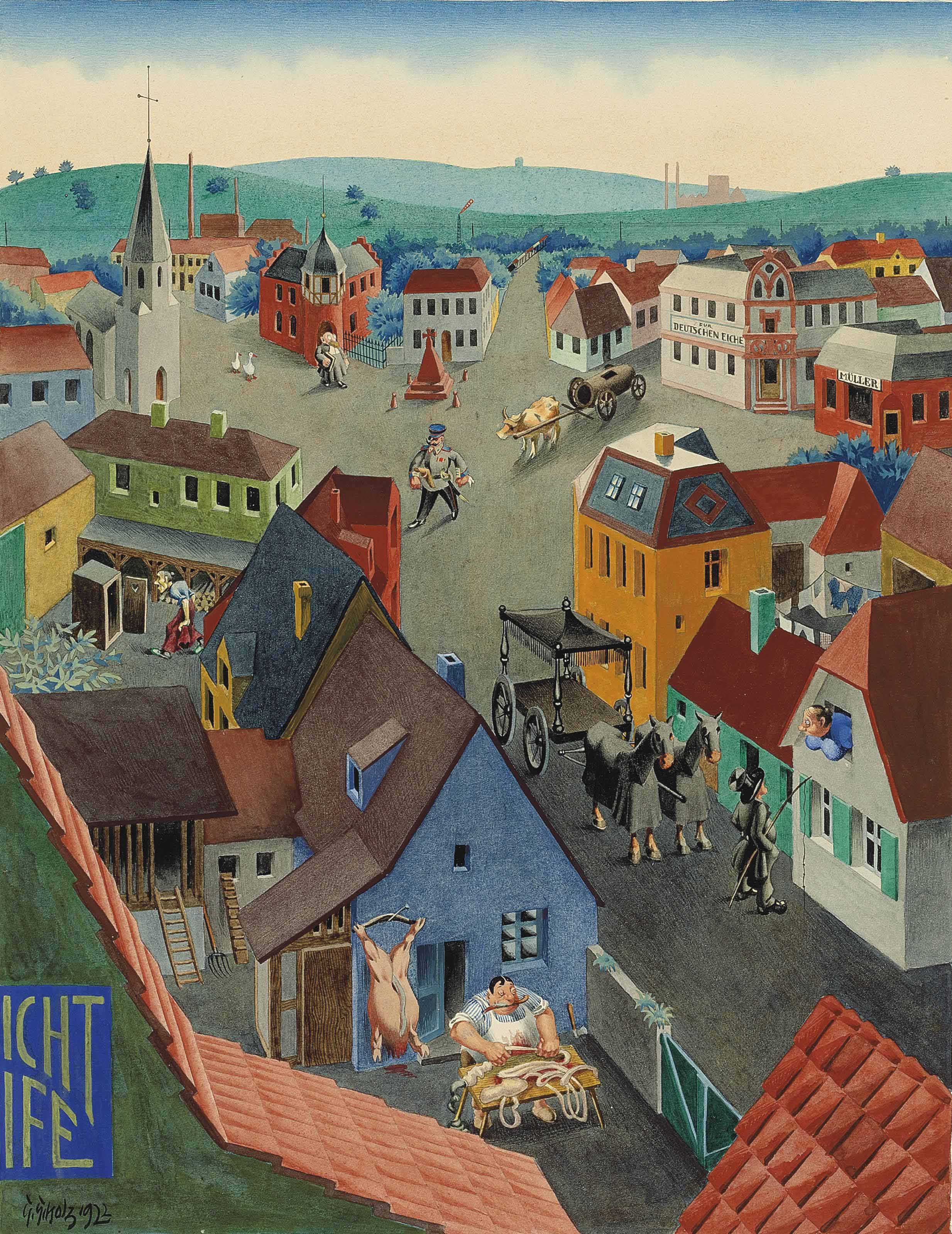 Georg Scholz (1890-1945) , Deutsche Kleinstadt bei Tage | Christie's