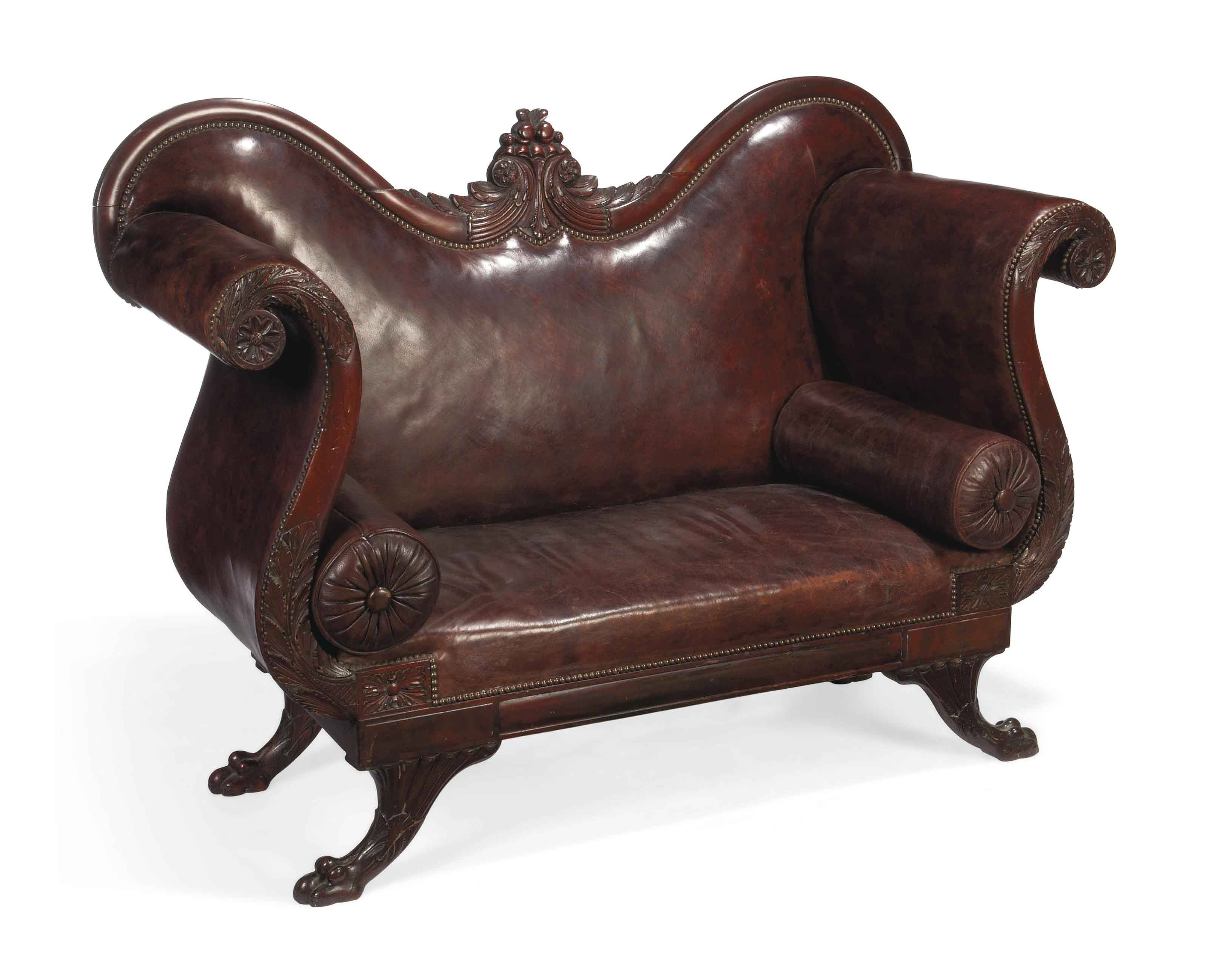 AN AMERICAN CLASSICAL MAHOGANY SOFA  CIRCA 1830 40 