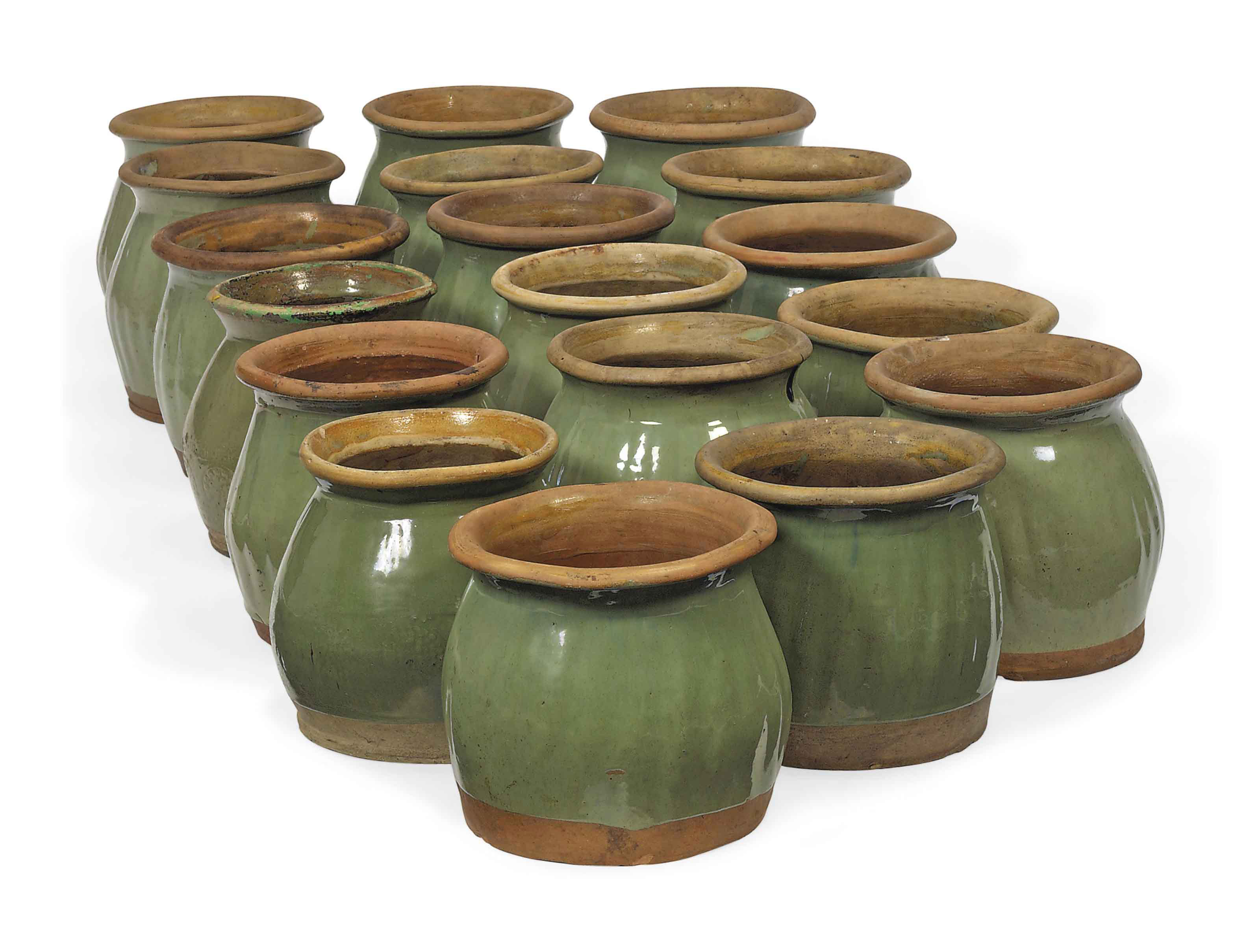EIGHTEEN CELADONGLAZED EARTHENWARE VASES , MODERN Christie's