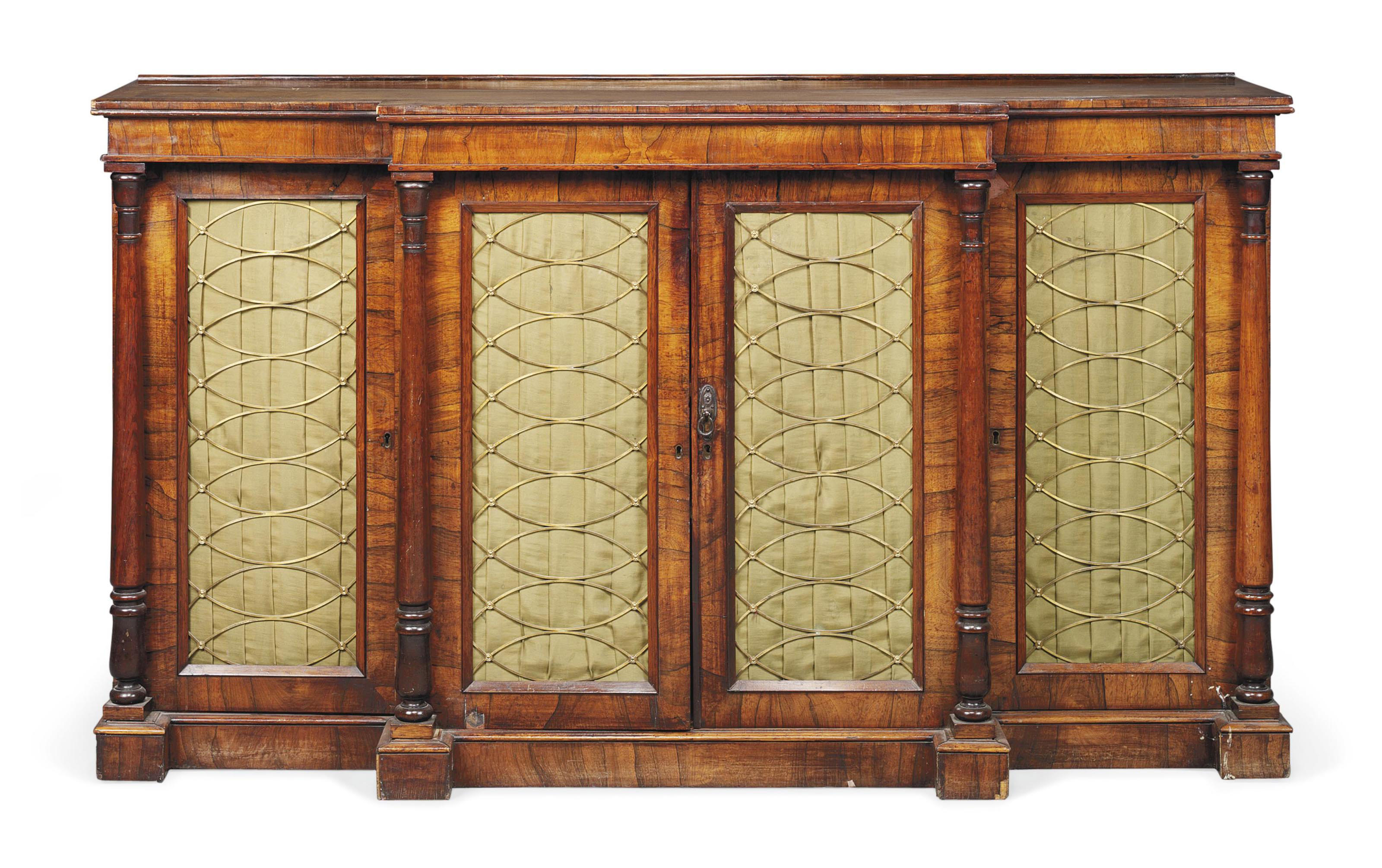 A REGENCY ROSEWOOD BREAKFRONT SIDE , EARLY 19TH CENTURY