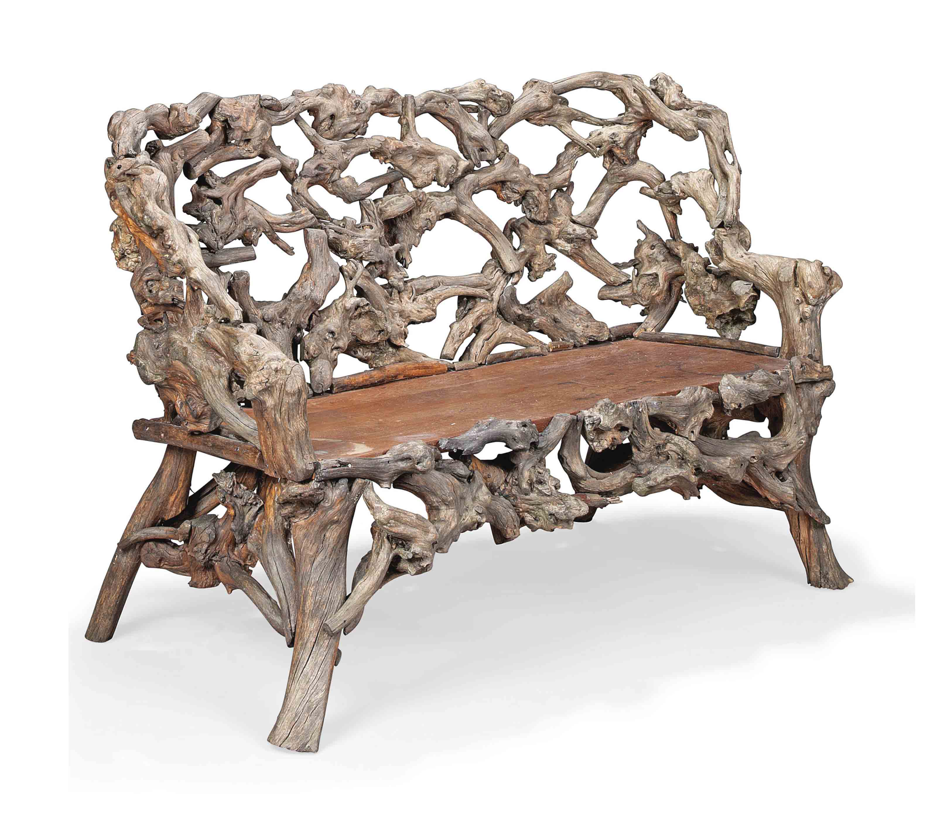 A Gnarled Wood Garden Bench Modern Bench Furniture Lighting