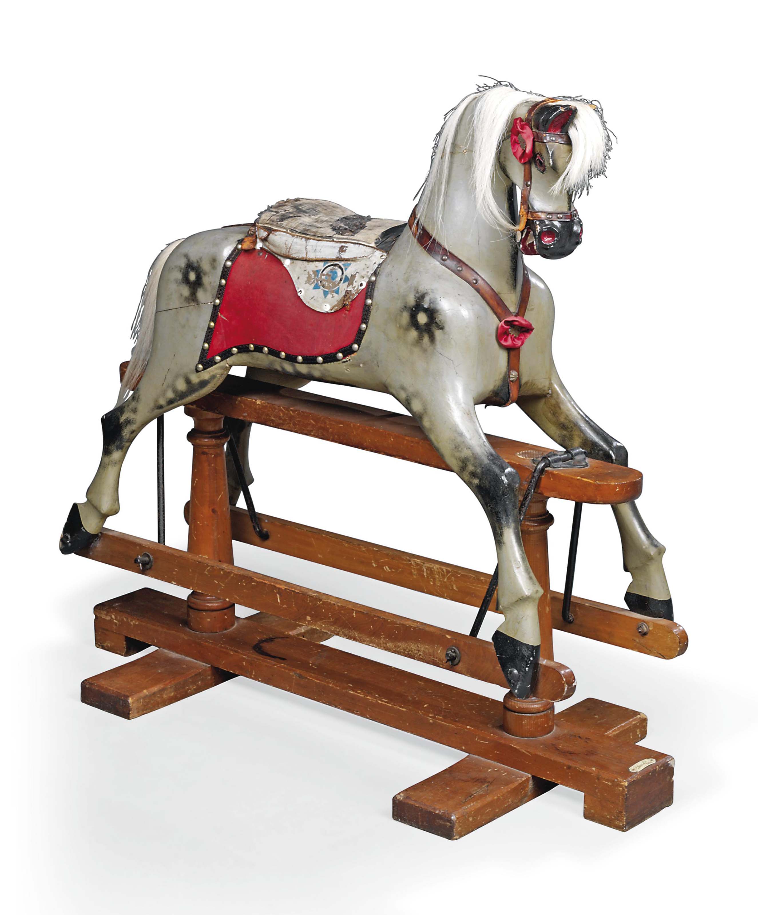 A POLYCHROME PAINTED ROCKING HORSE