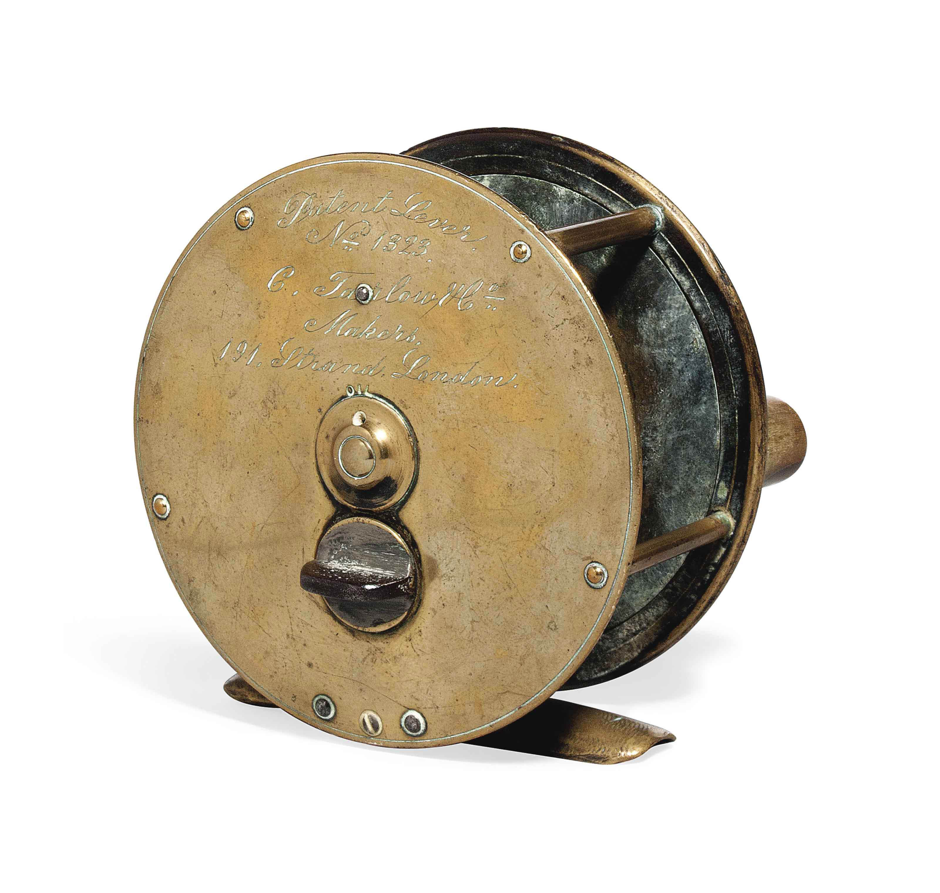 A VICTORIAN BRASS FISHING REEL