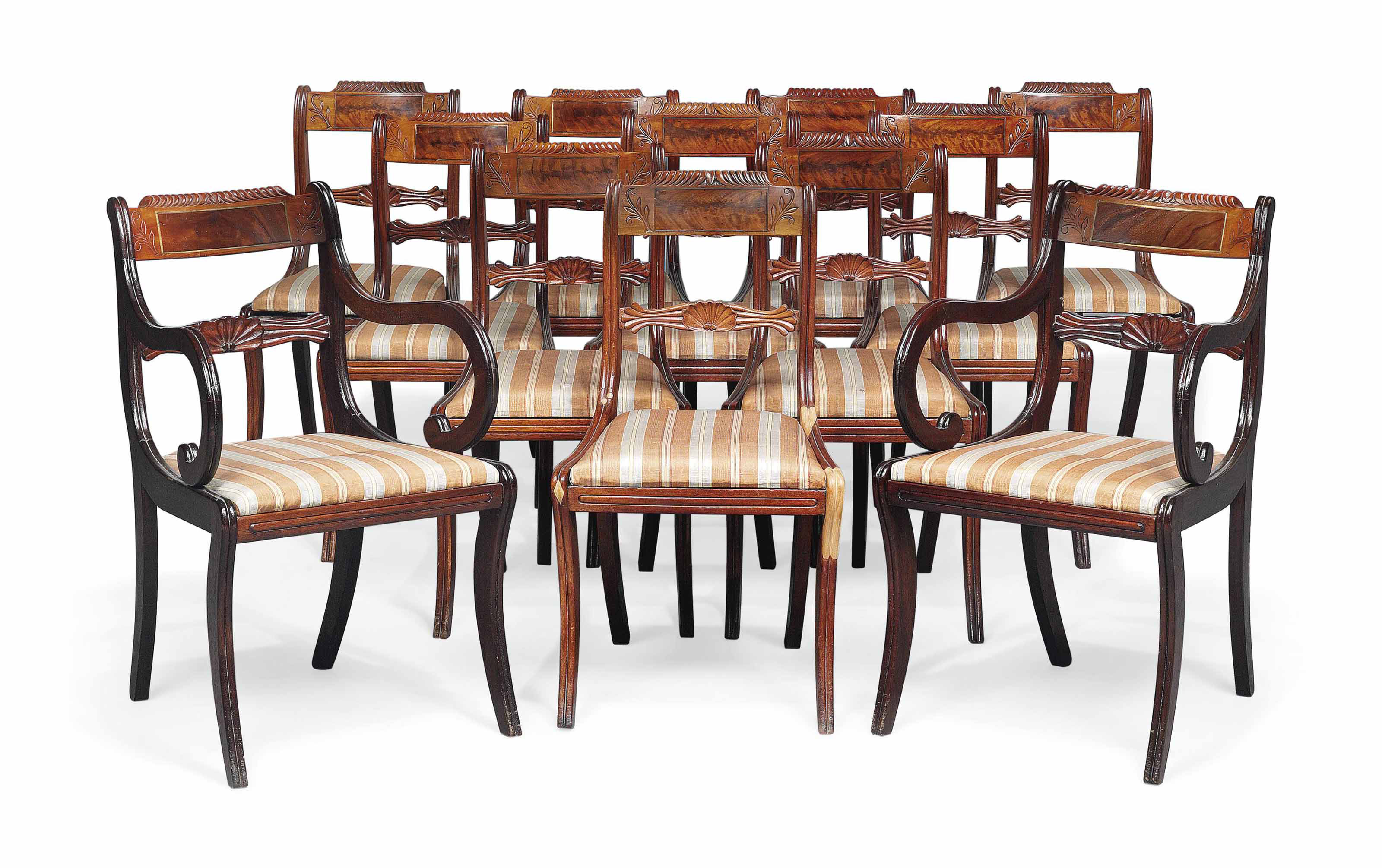 A Set Of Twelve Regency Mahogany Dining Chairs Early 19th