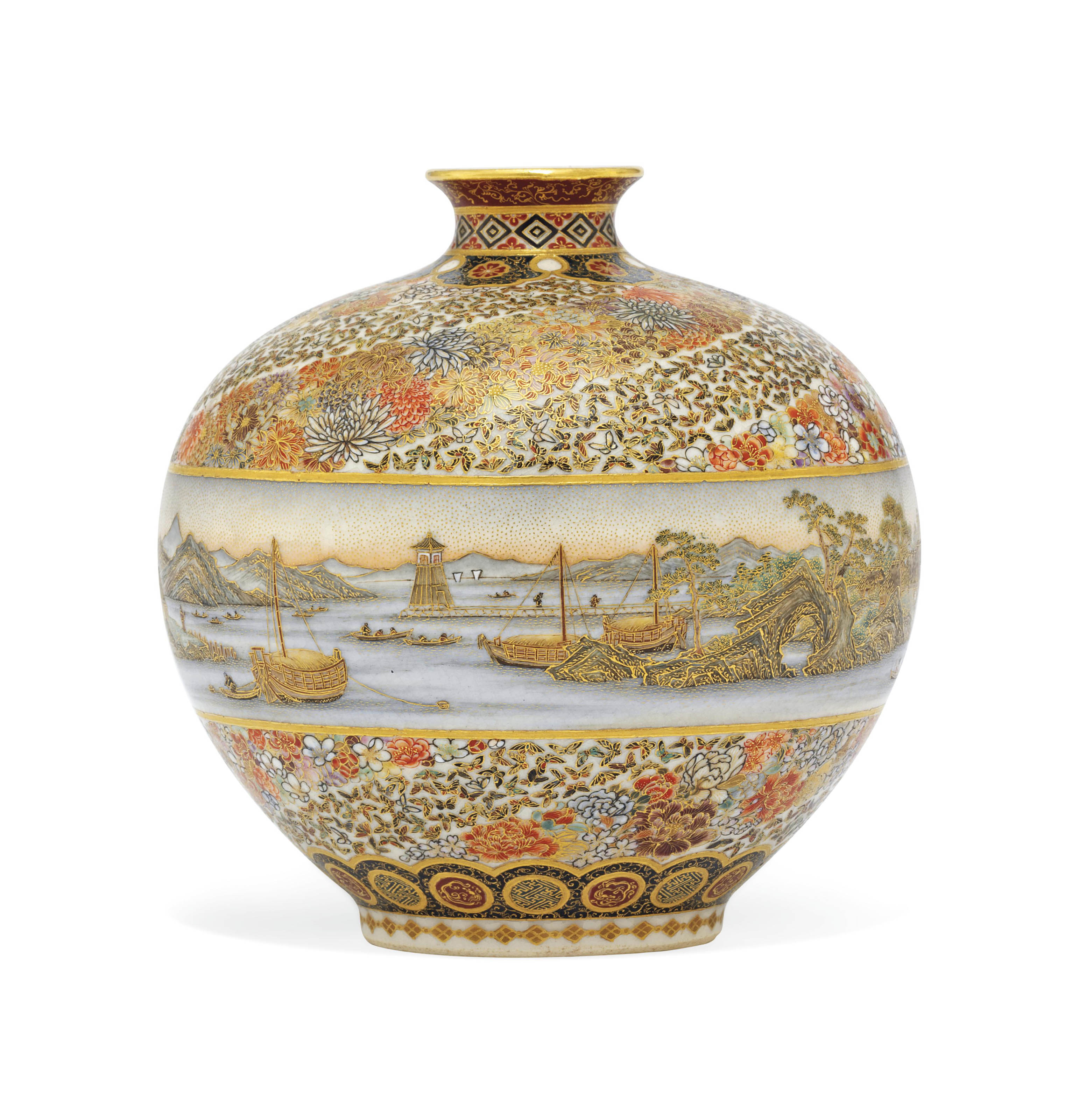 A Satsuma Vase , SIGNED YABU MEIZAN , MEIJI PERIOD (LATE 19TH CENTURY