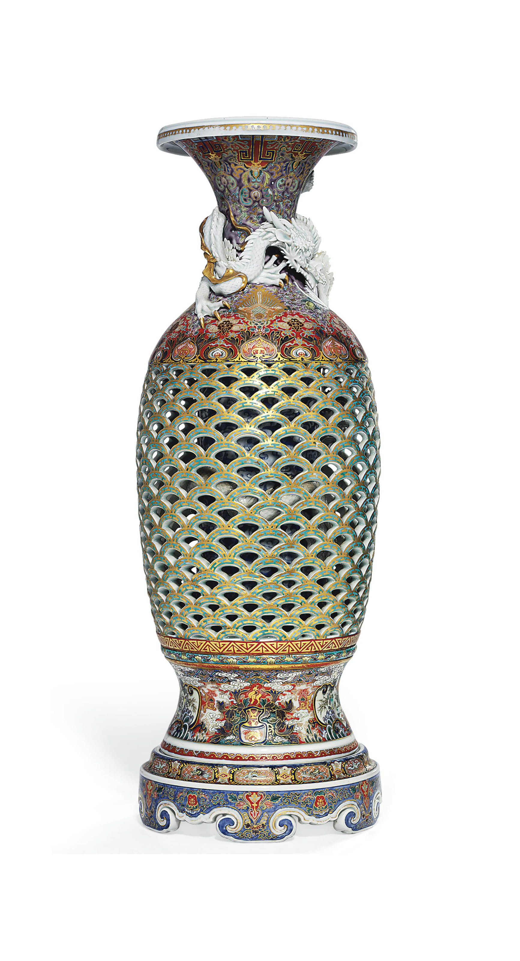 A Fukagawa Style Vase and Stand , MEIJI PERIOD (LATE 19TH ...