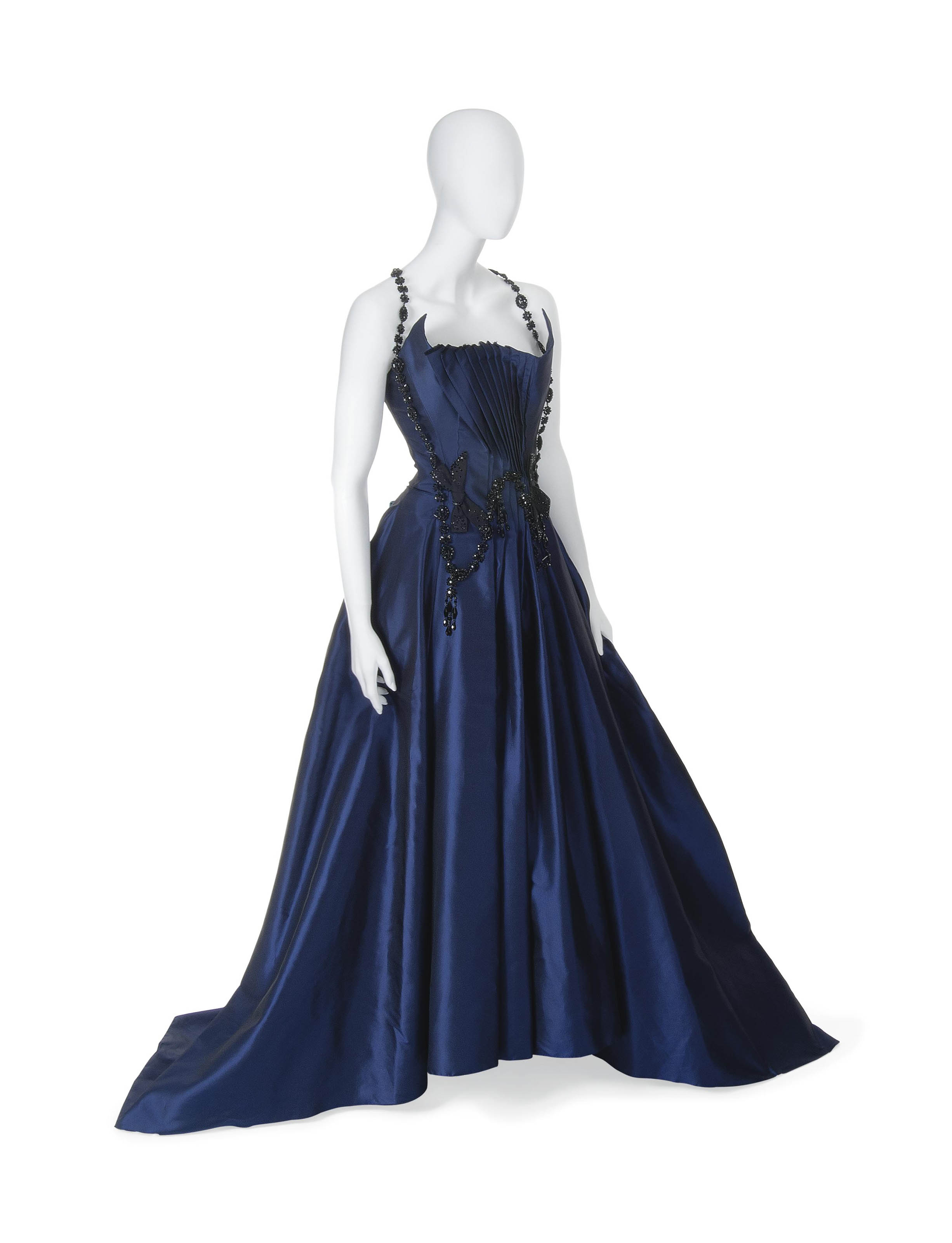 midnight blue satin dress