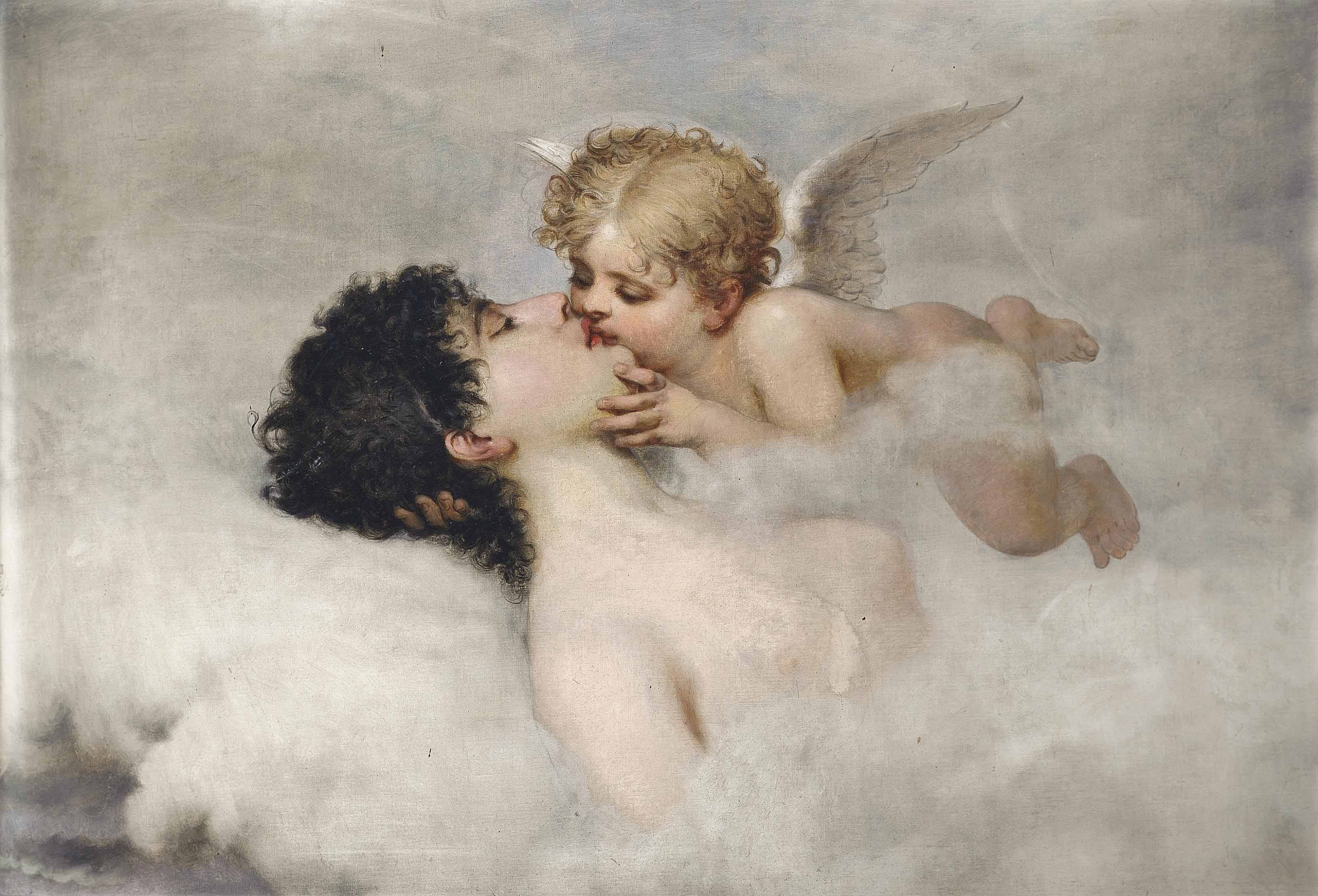 Bouguereau 天使 キス 絵画 ウィリアム・アドルフ・ブグロー