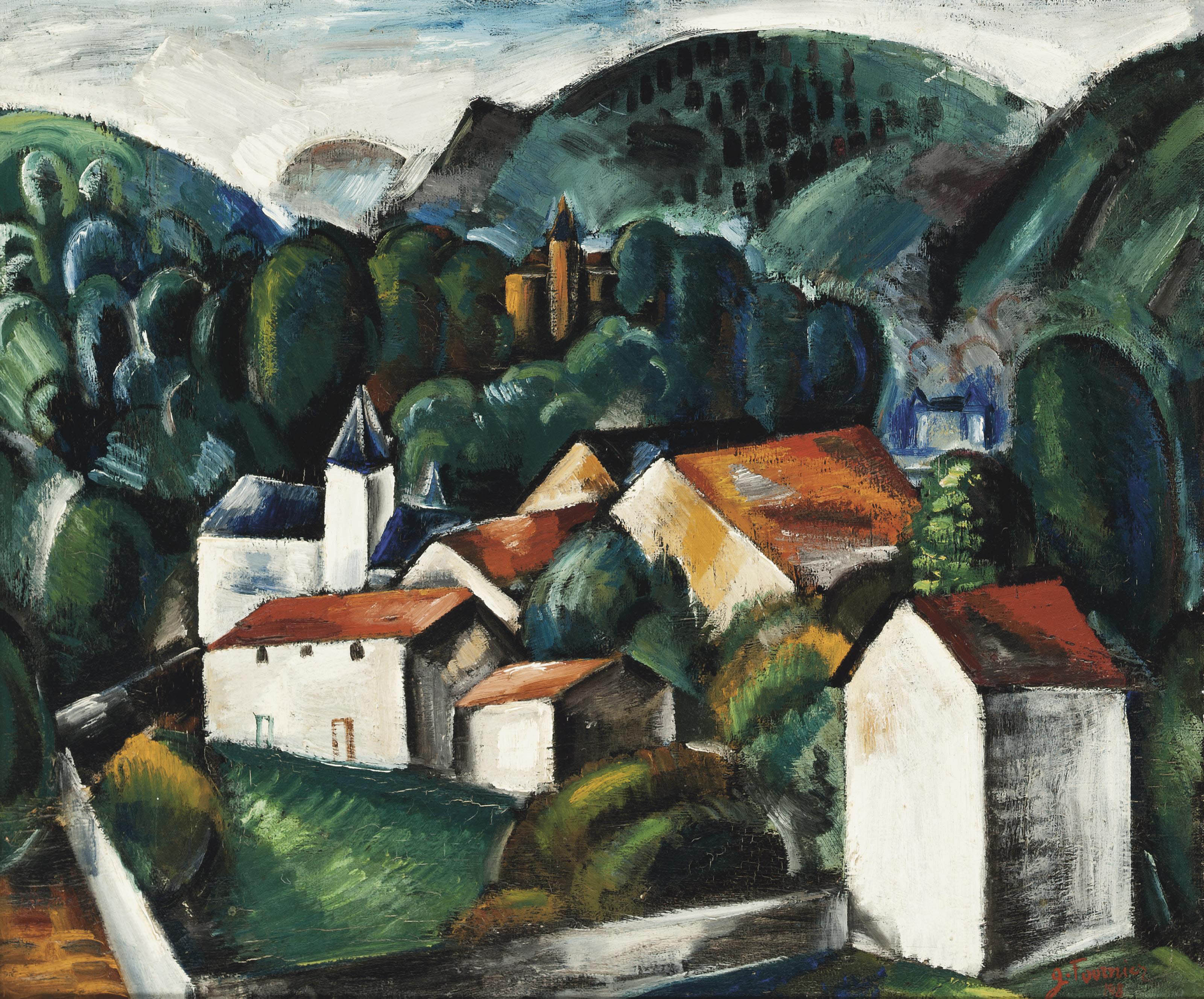 Gabriel Fournier 1893 1963 Village Dans La Montagne