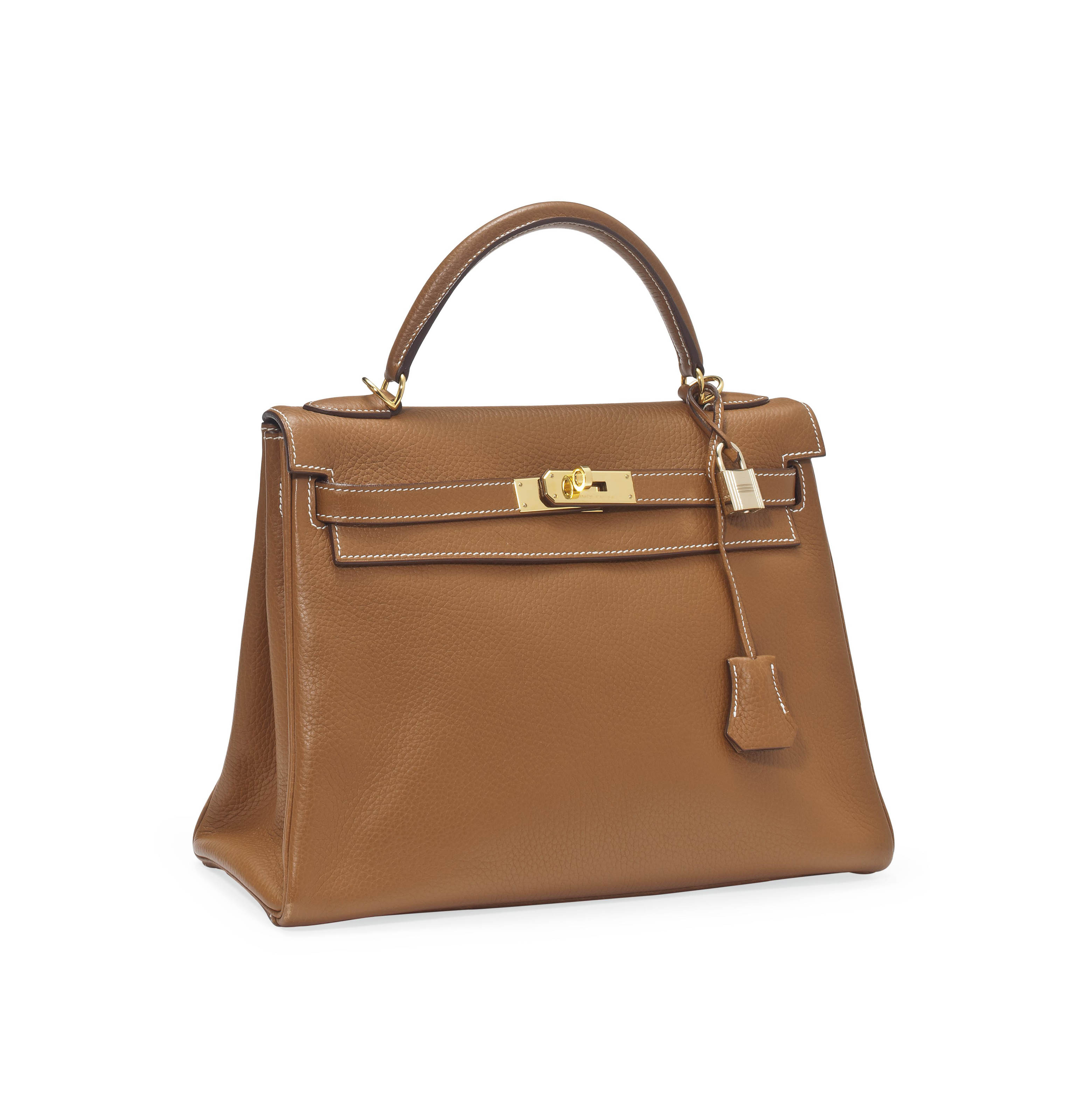 A GOLD LEATHER 'KELLY' BAG