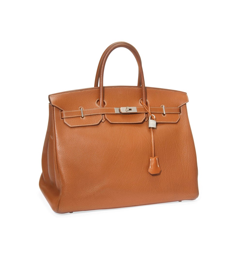 A BROWN LEATHER 'BIRKIN' BAG