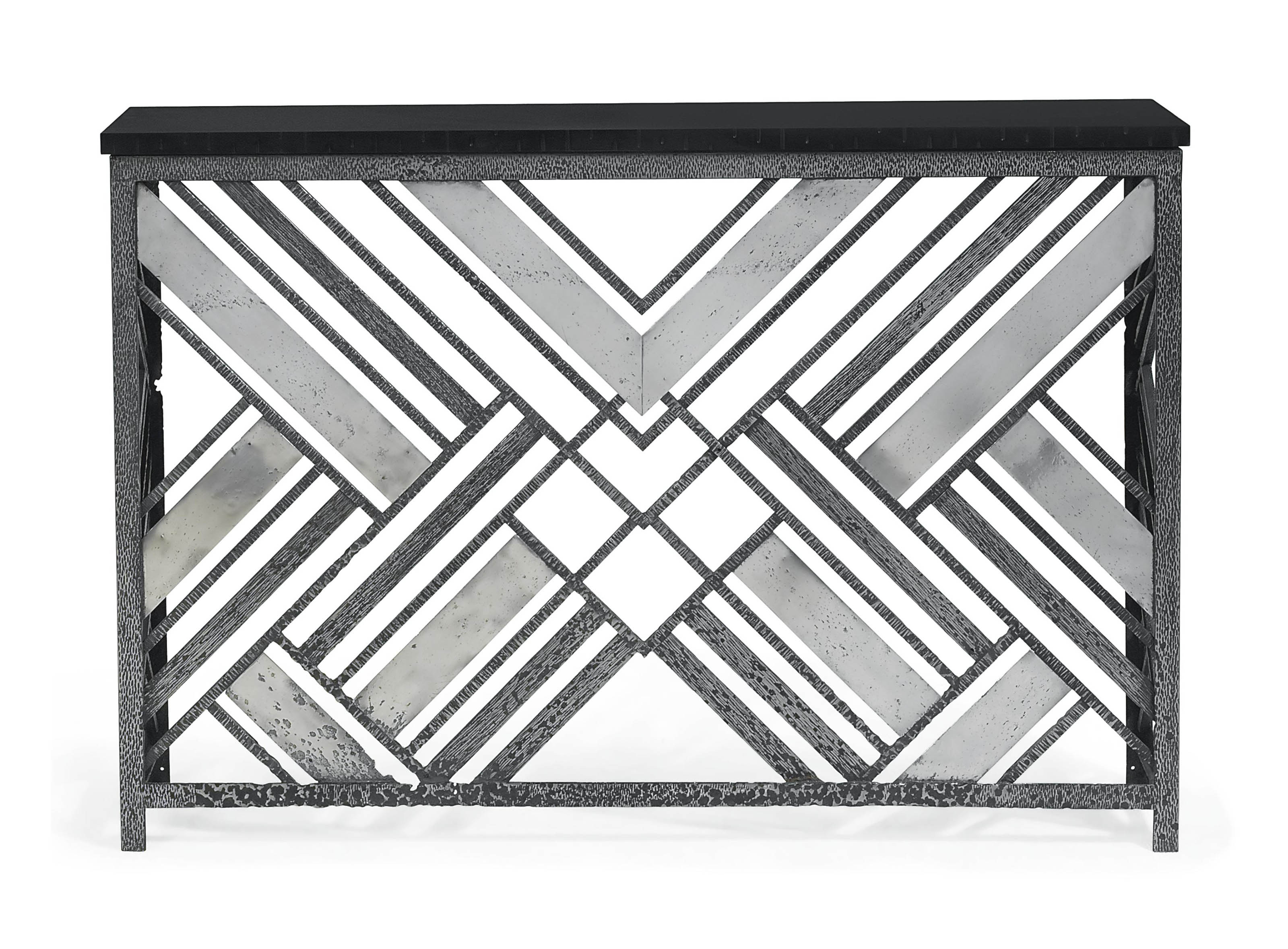 A French Aluminium Mounted Wrought Iron Console Table Or Radiator