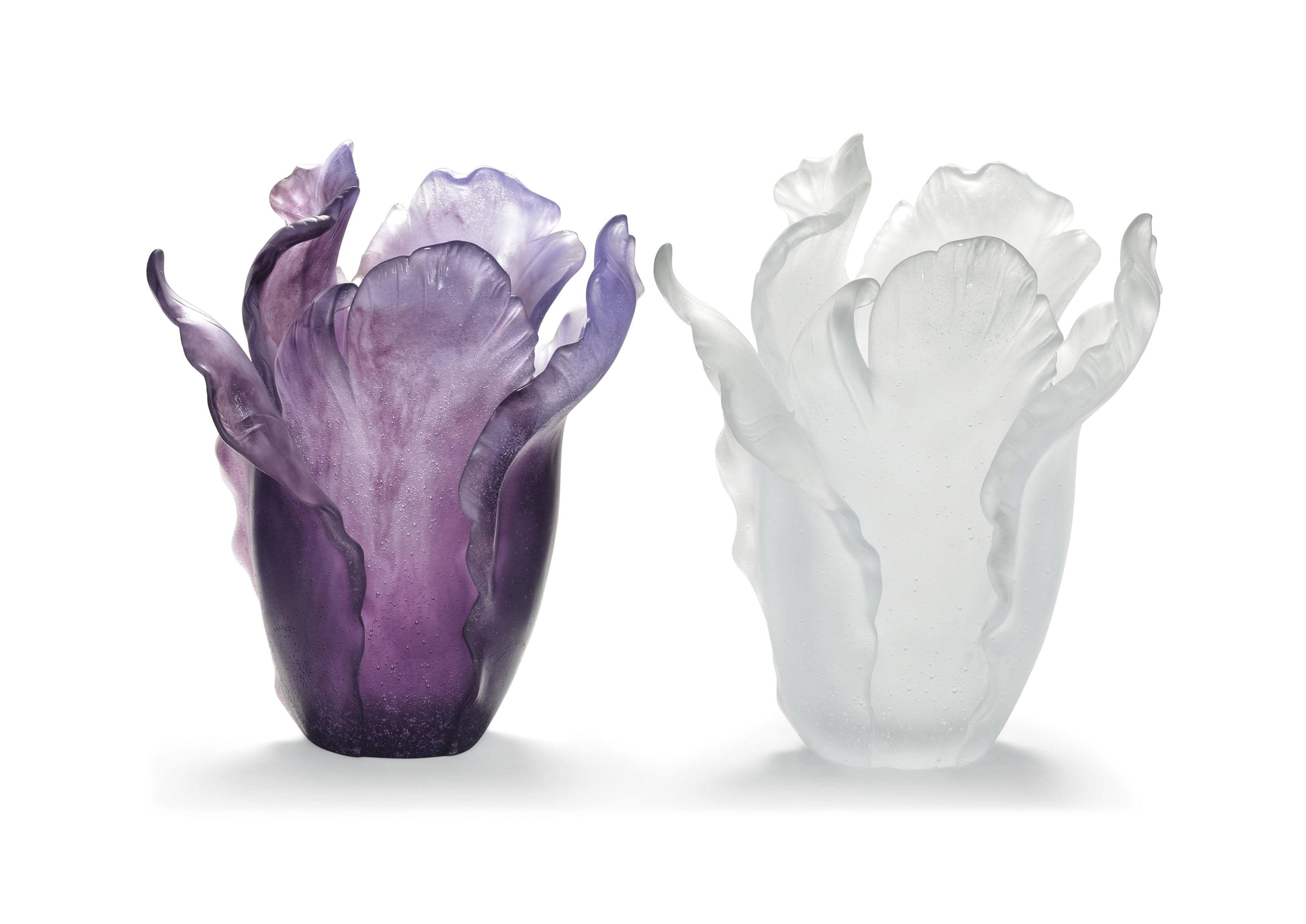 A Daum Pate De Verre Glass Tulip Vase Modern 20th Century