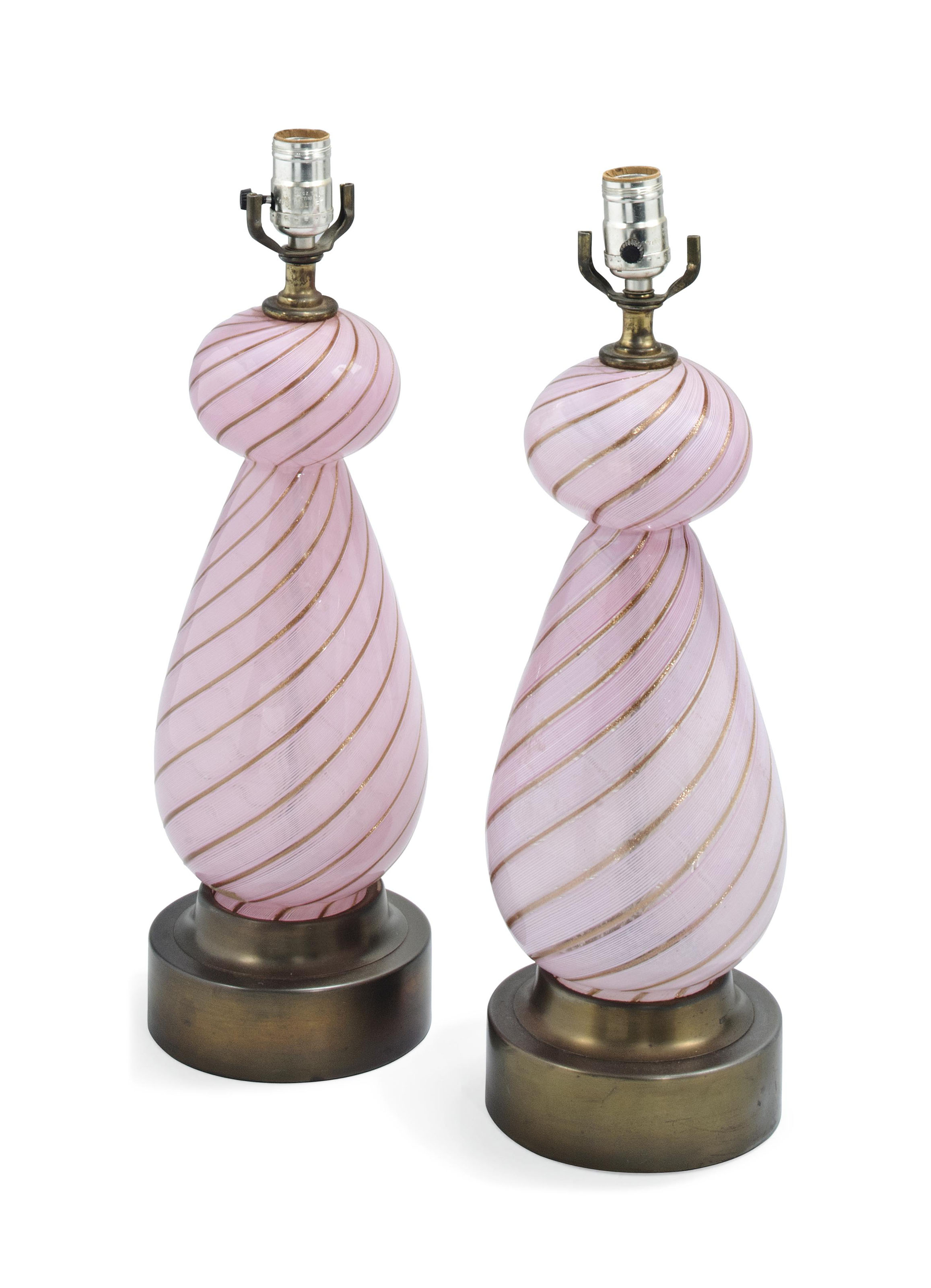 A Pair Of Italian Pink Murano Glass Lamps Third Quarter 20th Century Lamp Furniture Lighting Christie S