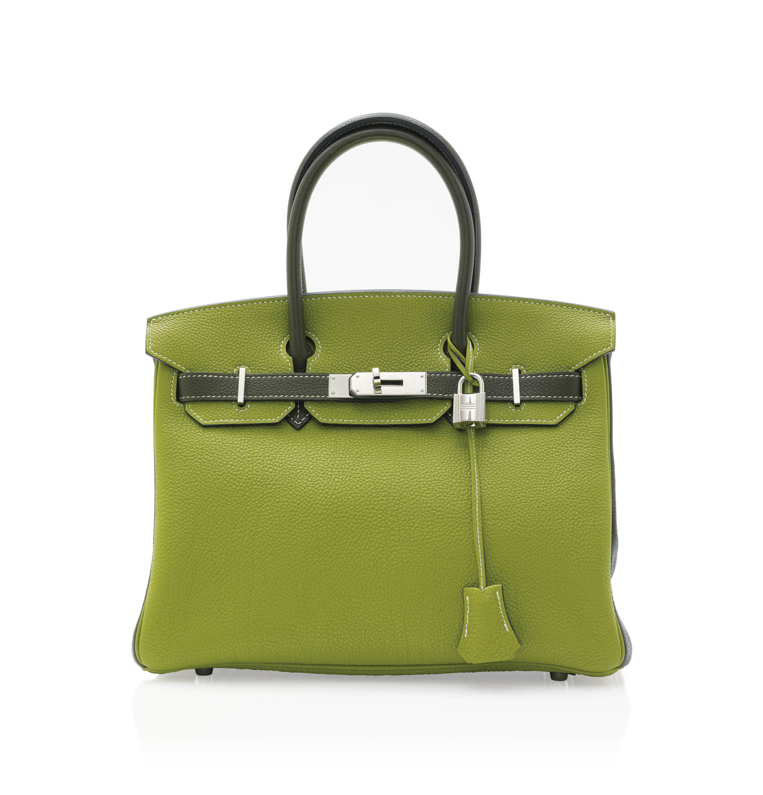 A BICOLOUR GRASS GREEN AND OLIVE GREEN LEATHER BIRKIN BAG , HERMÈS