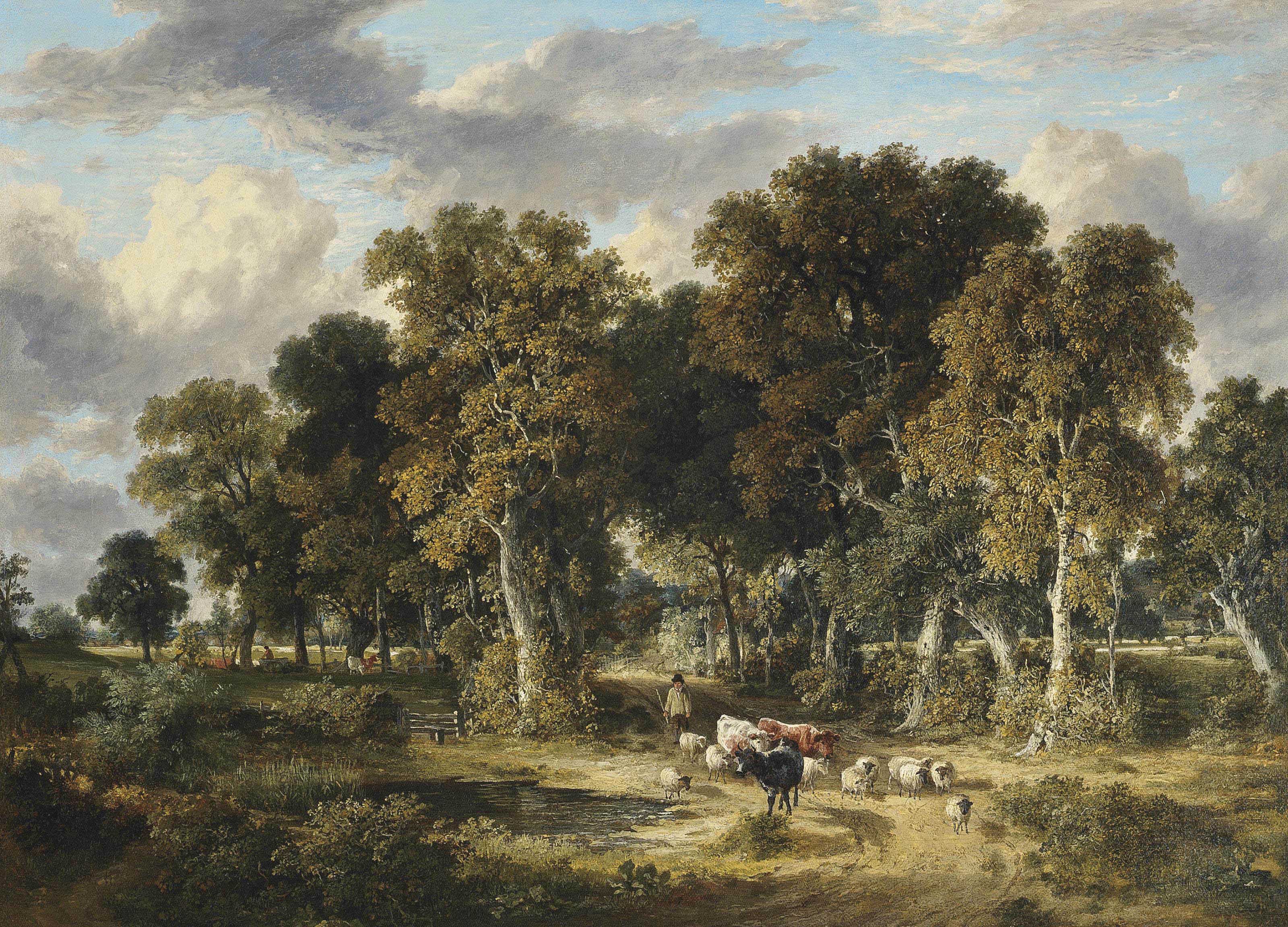 James Stark 1794 1859 Drover With Cattle And Sheep Paintings Oil Christie S