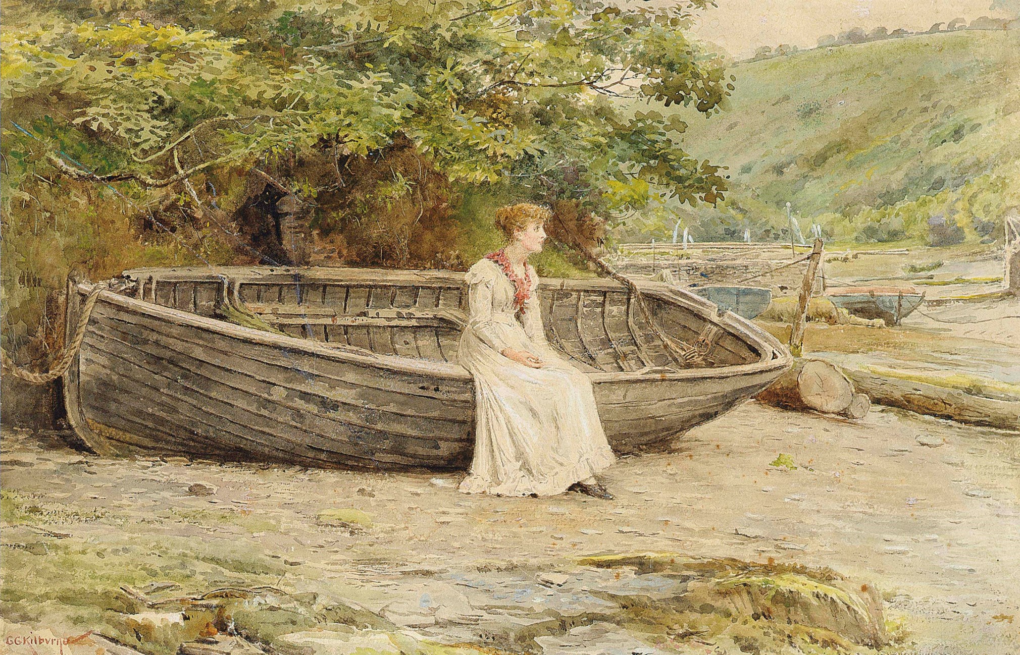 George Goodwin Kilburne, Jun. (1863-1938) , Awaiting the return of the ...