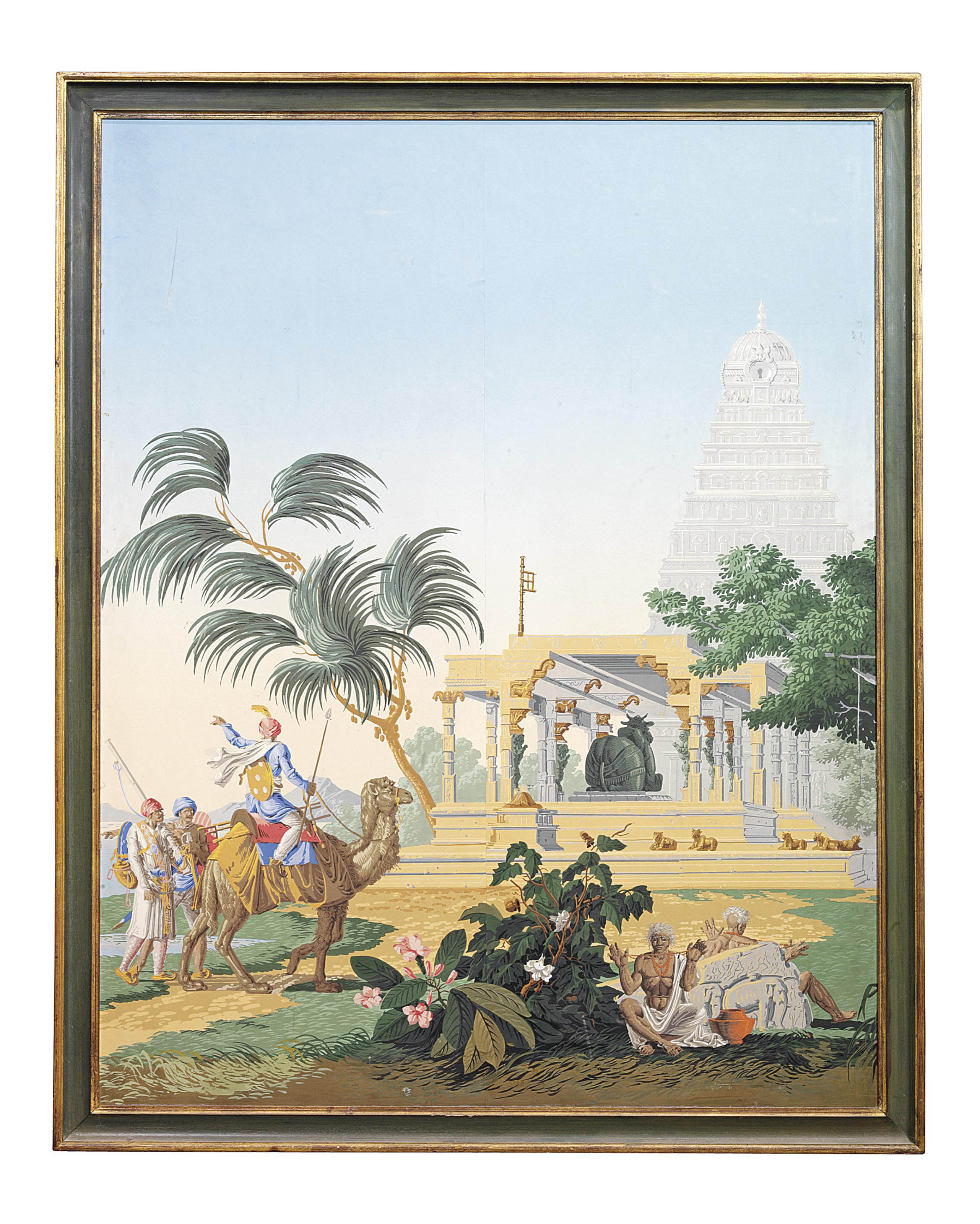 A Framed Zuber Panoramic Wallpaper Panel 20th Century After A