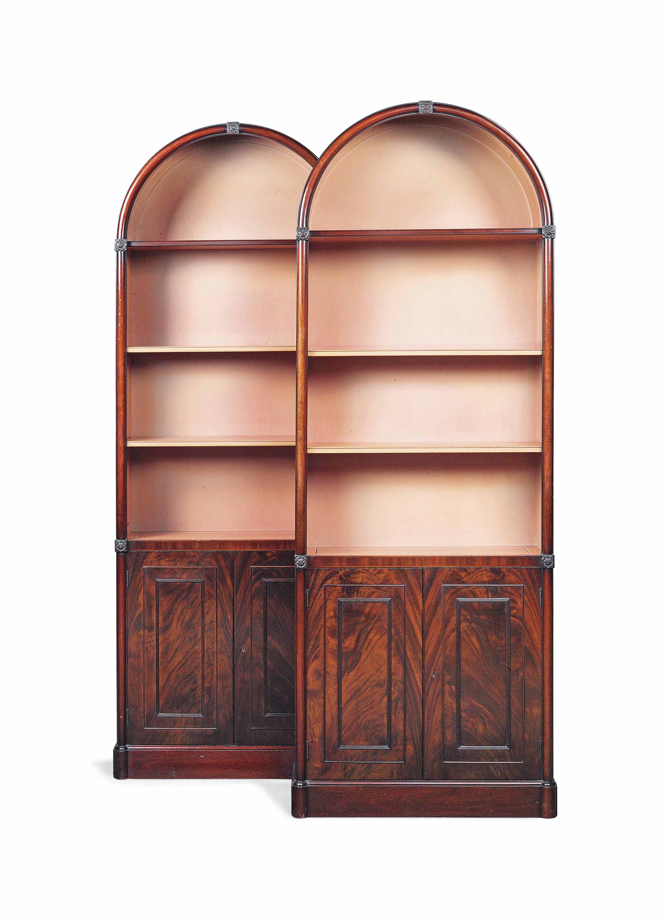 A PAIR OF MAHOGANY BOOKCASES