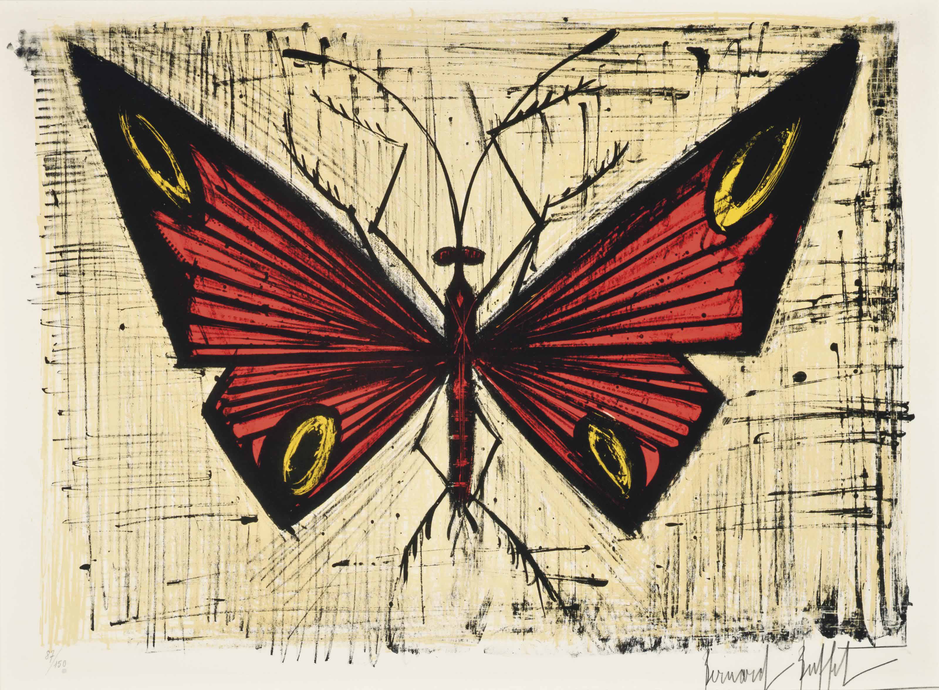 Bernard Buffet (1928-1999) , The Red and Yellow Butterfly (Sorlier