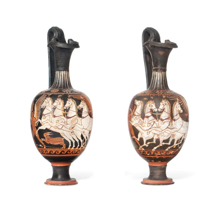 TWO APULIAN REDFIGURED OINOCHOAI