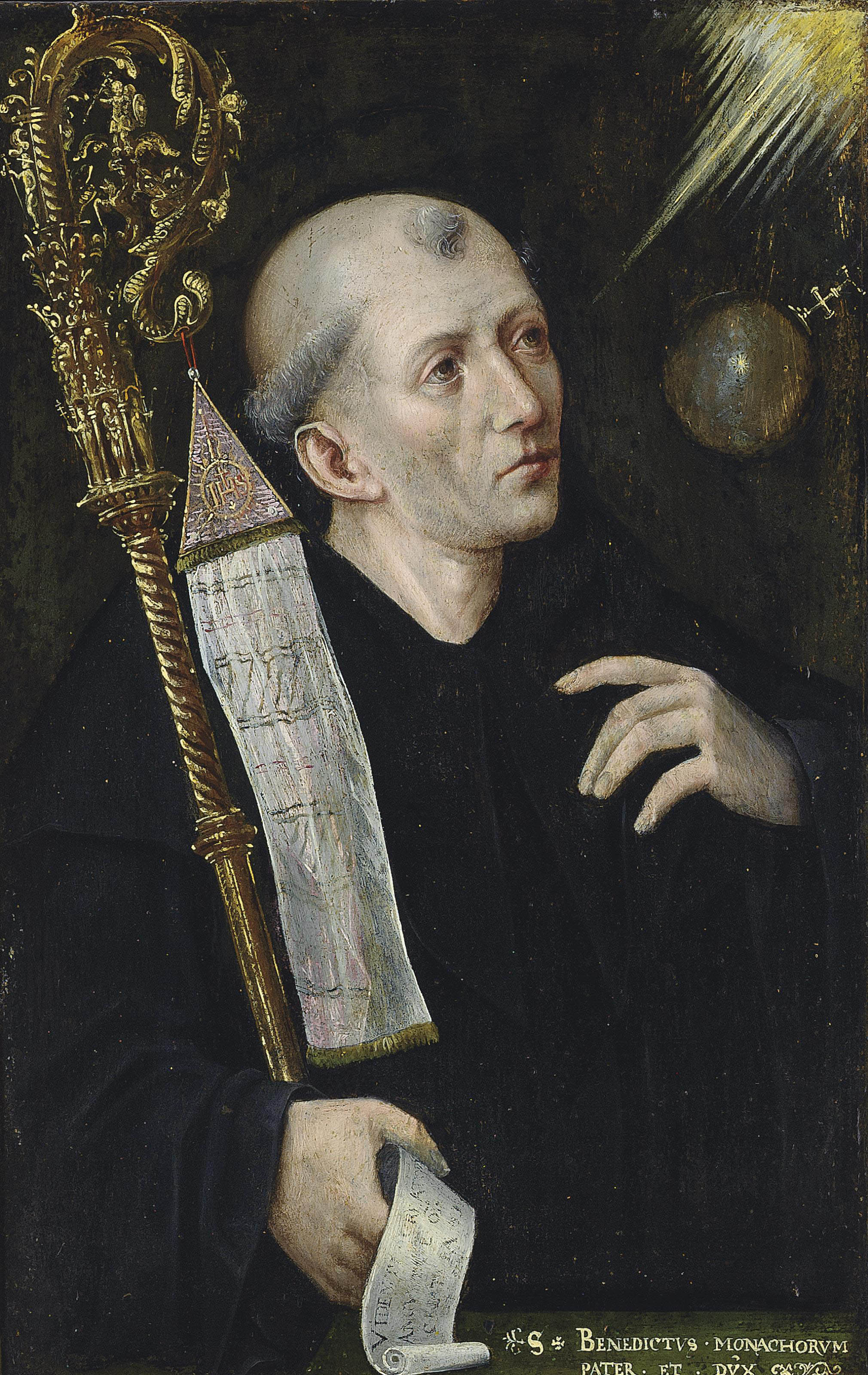 Antwerp School Early 16th Century Saint Benedict Early 16th