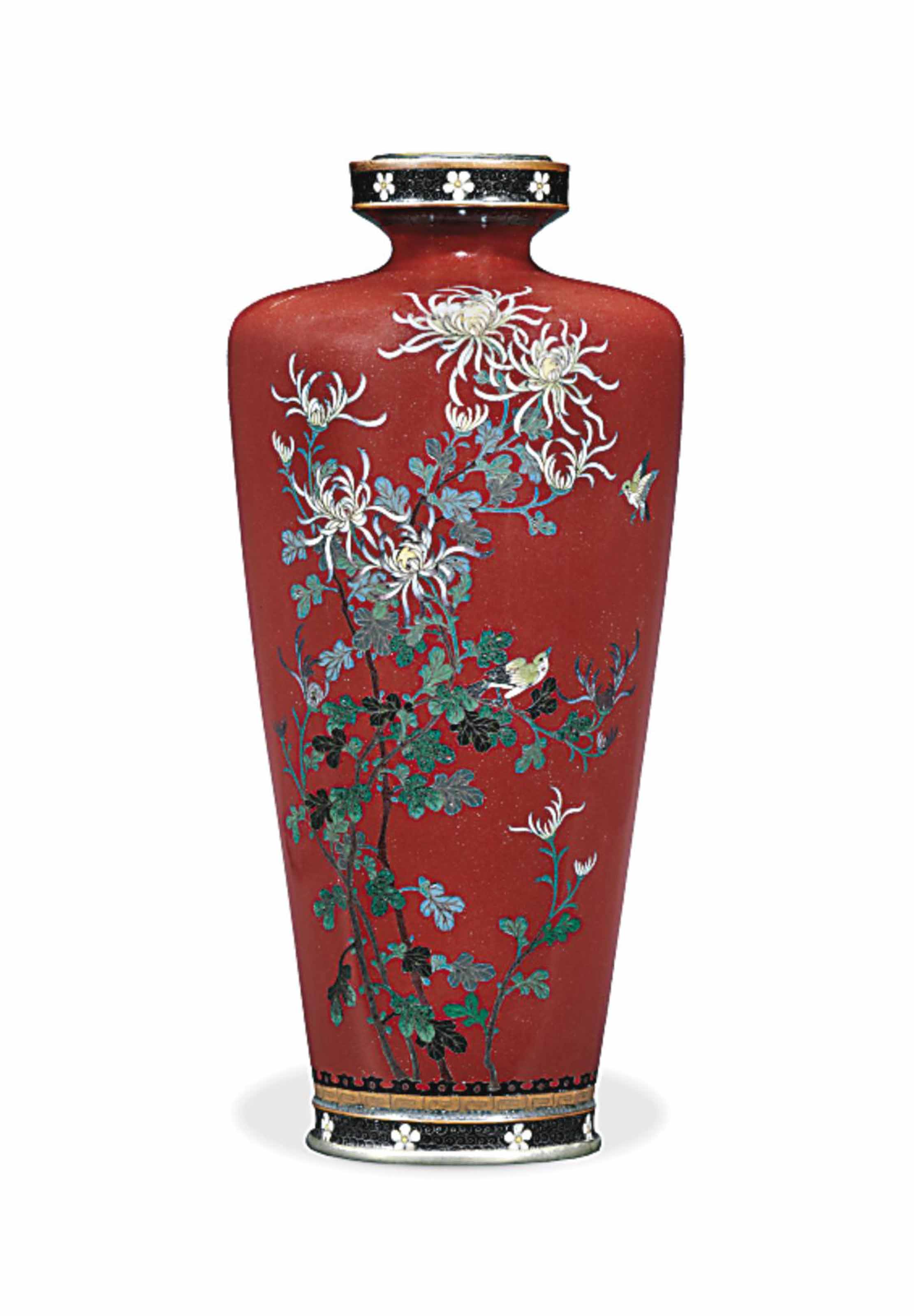 A Cloisonne Vase Signed Kyoto Shibata Meiji Period Late 19th
