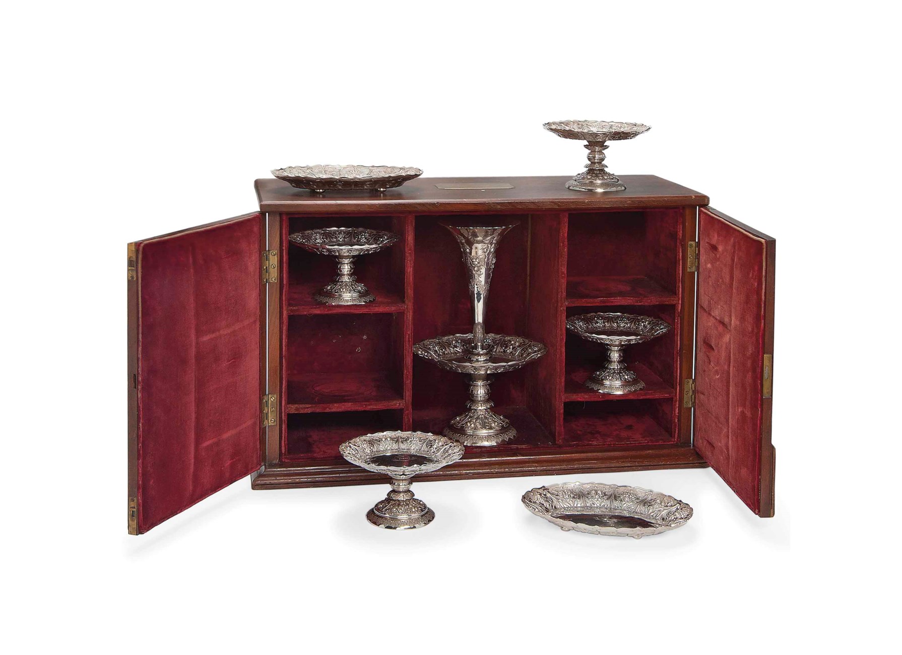 A VICTORIAN SEVENPIECE SILVER TABLE GARNITURE