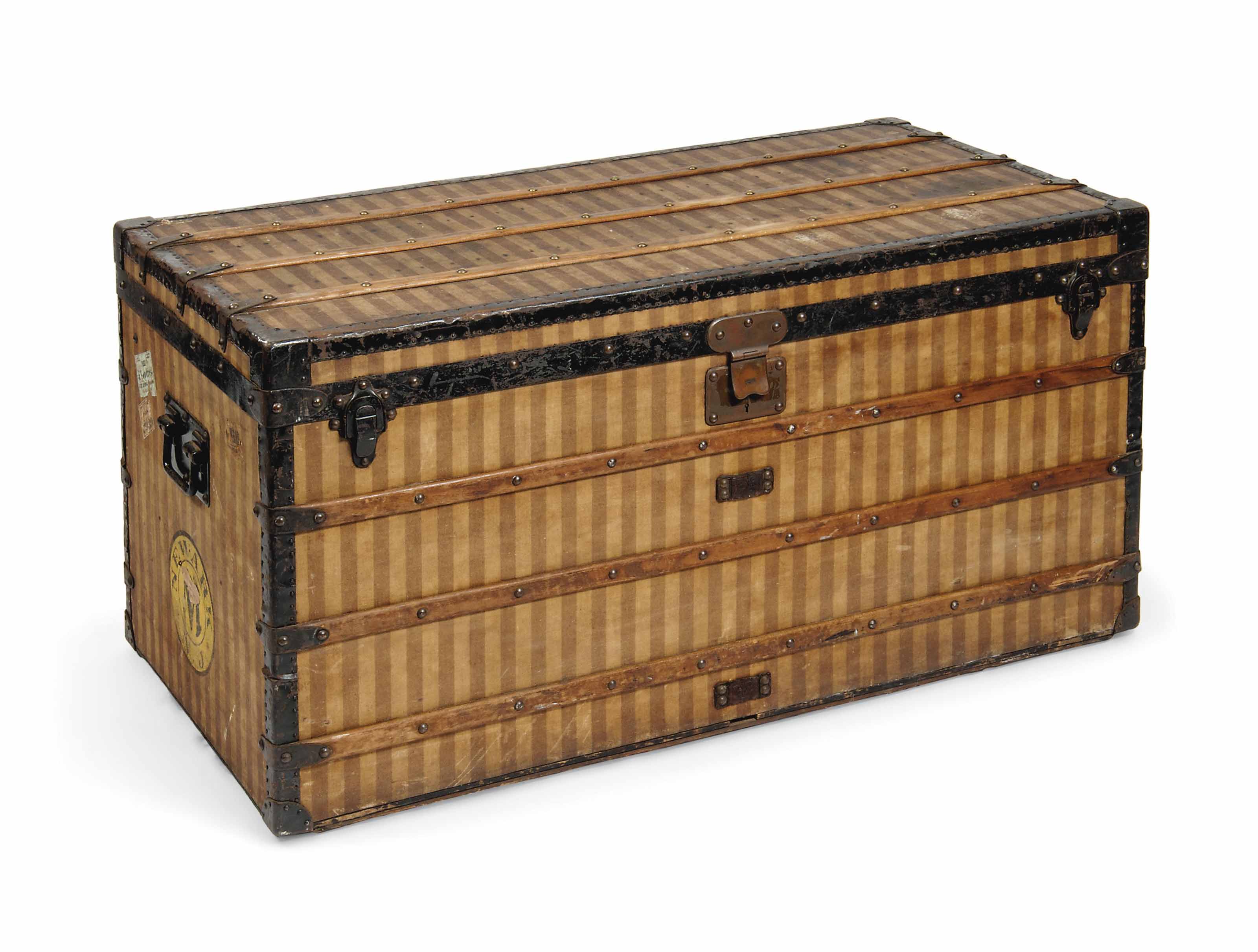 A Vuitton trunk with brown & beige stripes, circa 1880