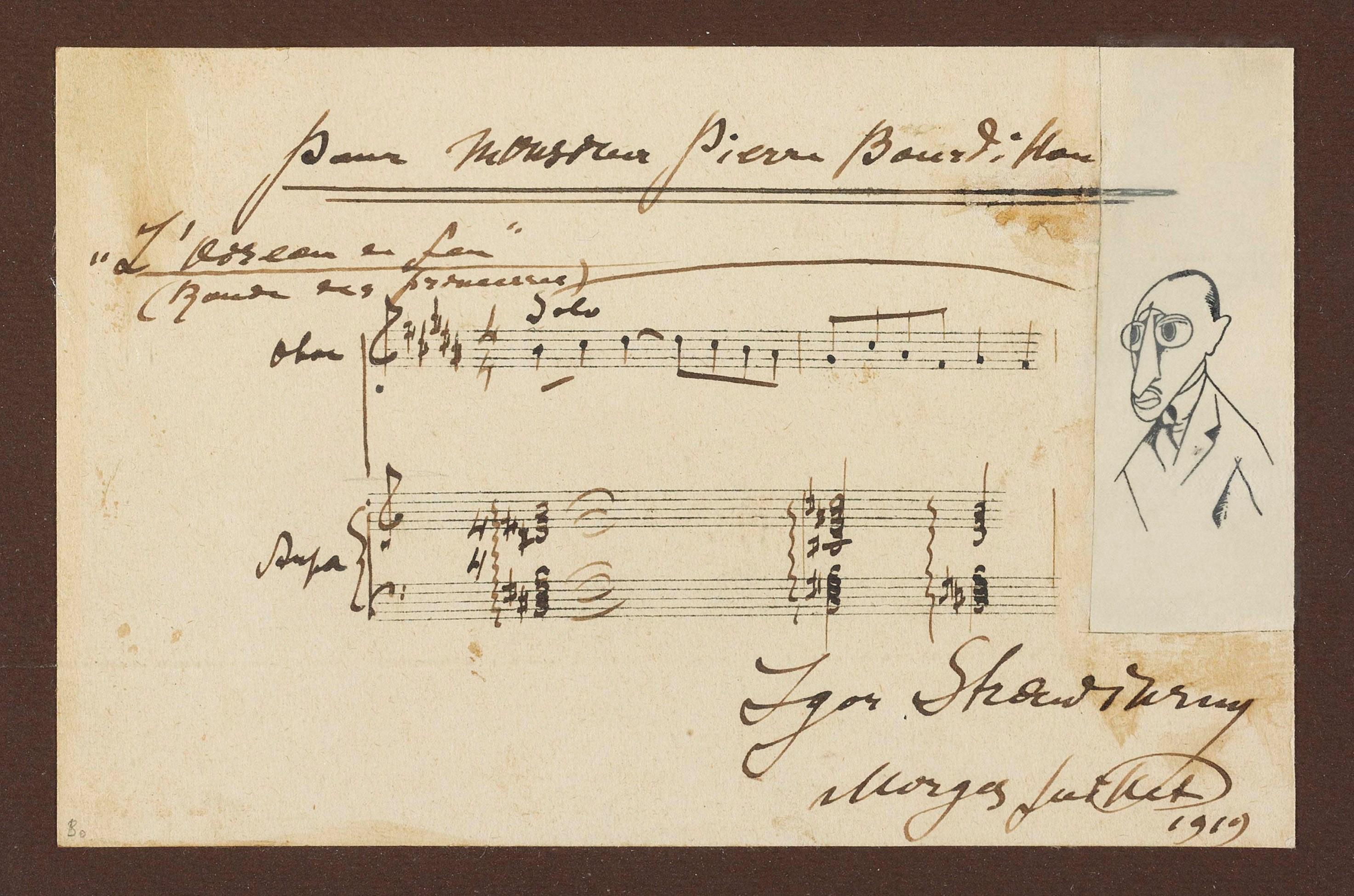 STRAVINSKY, Igor (18821924). Autograph musical quotation signed ('Igor