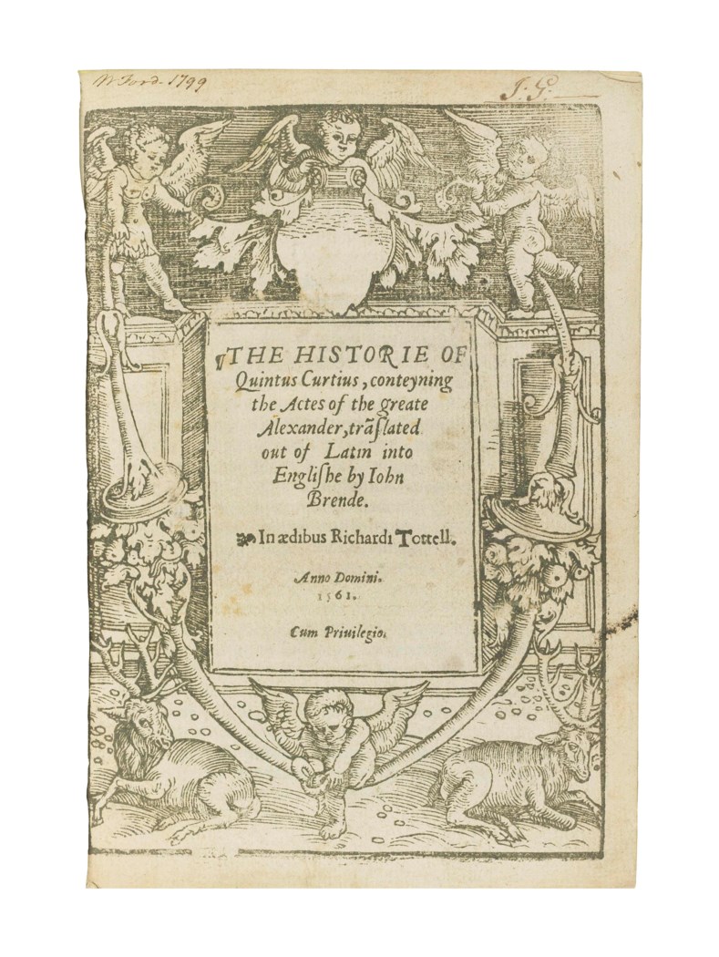 CURTIUS RUFUS, Quintus (d. 53). The Historie of Quintus Curtius, conteynng the Actes of the