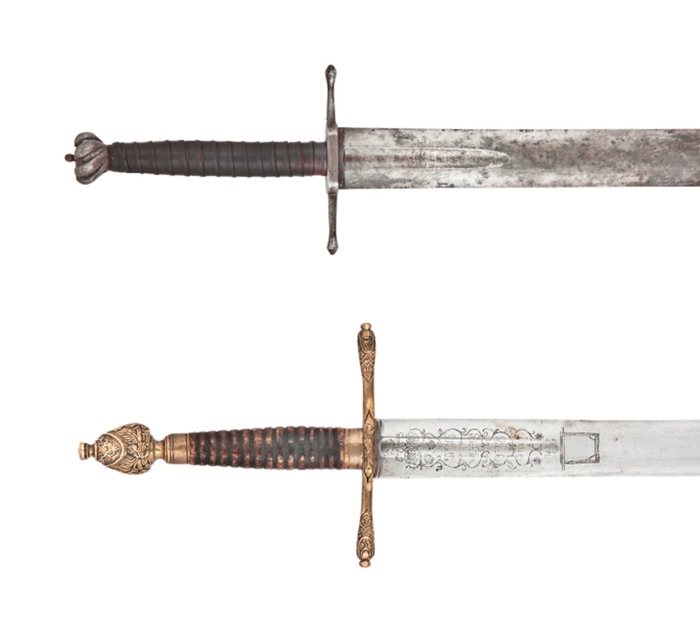 TWO GERMAN SWORDS OF JUSTICE OR EXECUTIONER'S SWORDS, THE FIRST DATED '1714', THE SECOND IN 18TH
