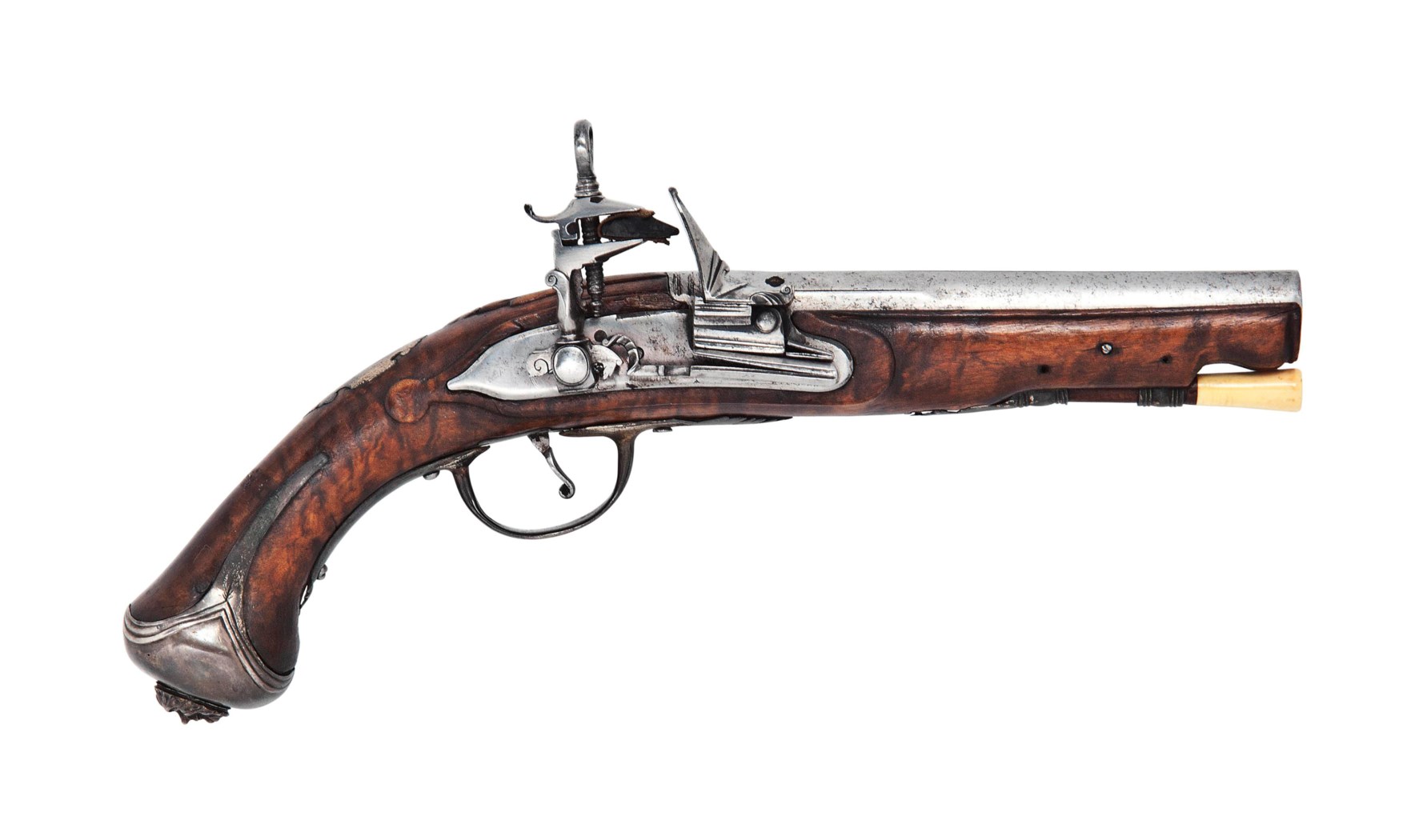 AN ITALIAN 32-BORE SILVER-MOUNTED ROMAN-LOCK PISTOL , LATE 18TH CENTURY ...