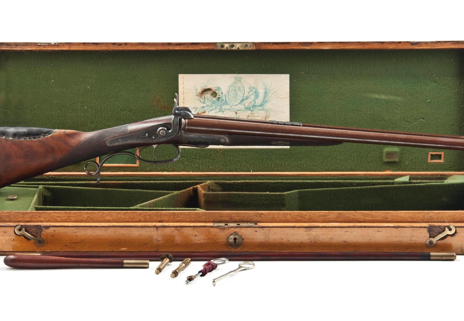 A FINE AND RARE CASED .500 (PINFIRE) ROTARY-UNDERLEVER DOUBLE HAMMER RIFLE