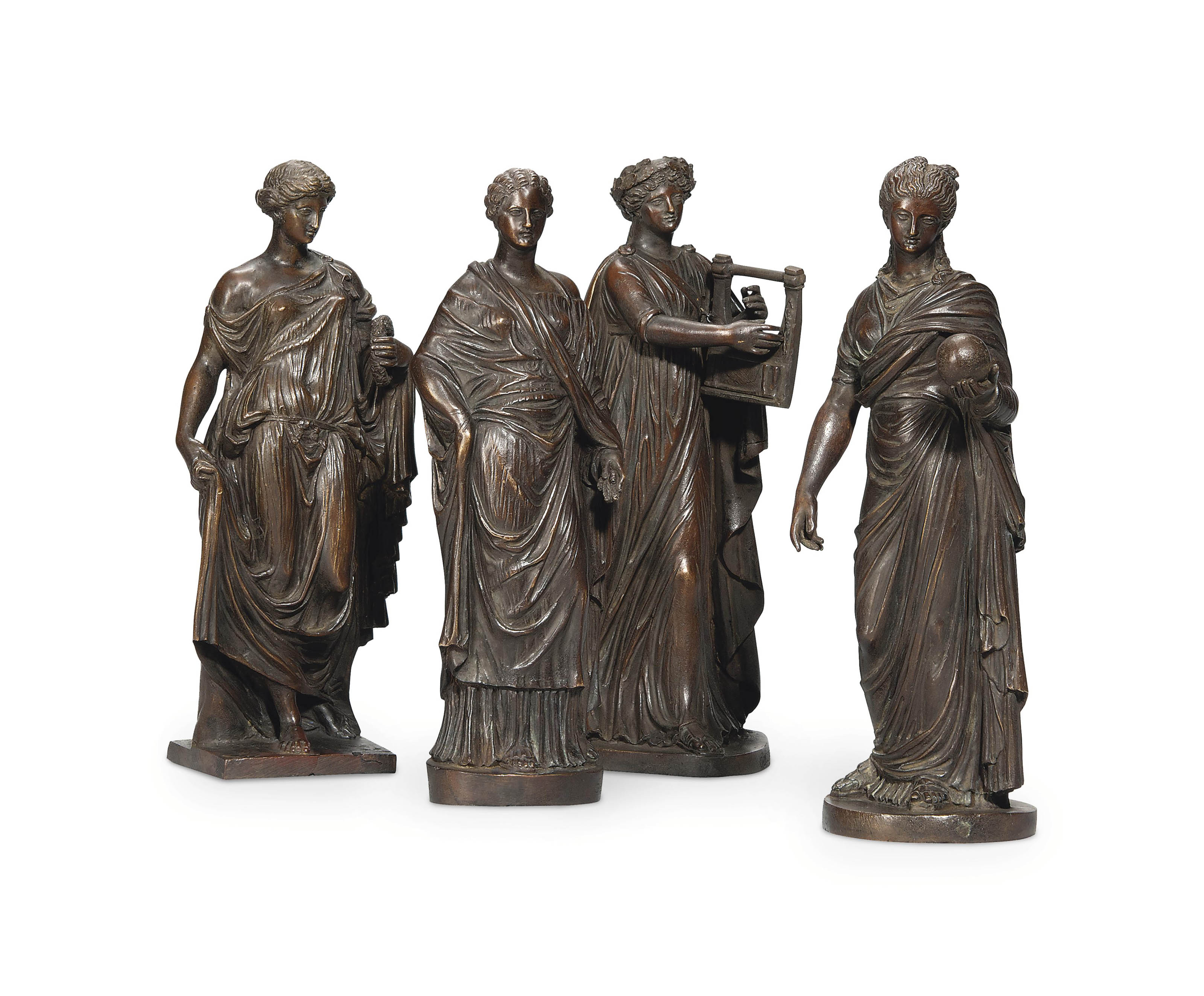 FOUR ITALIAN BRONZE FIGURES OF GODDESSES