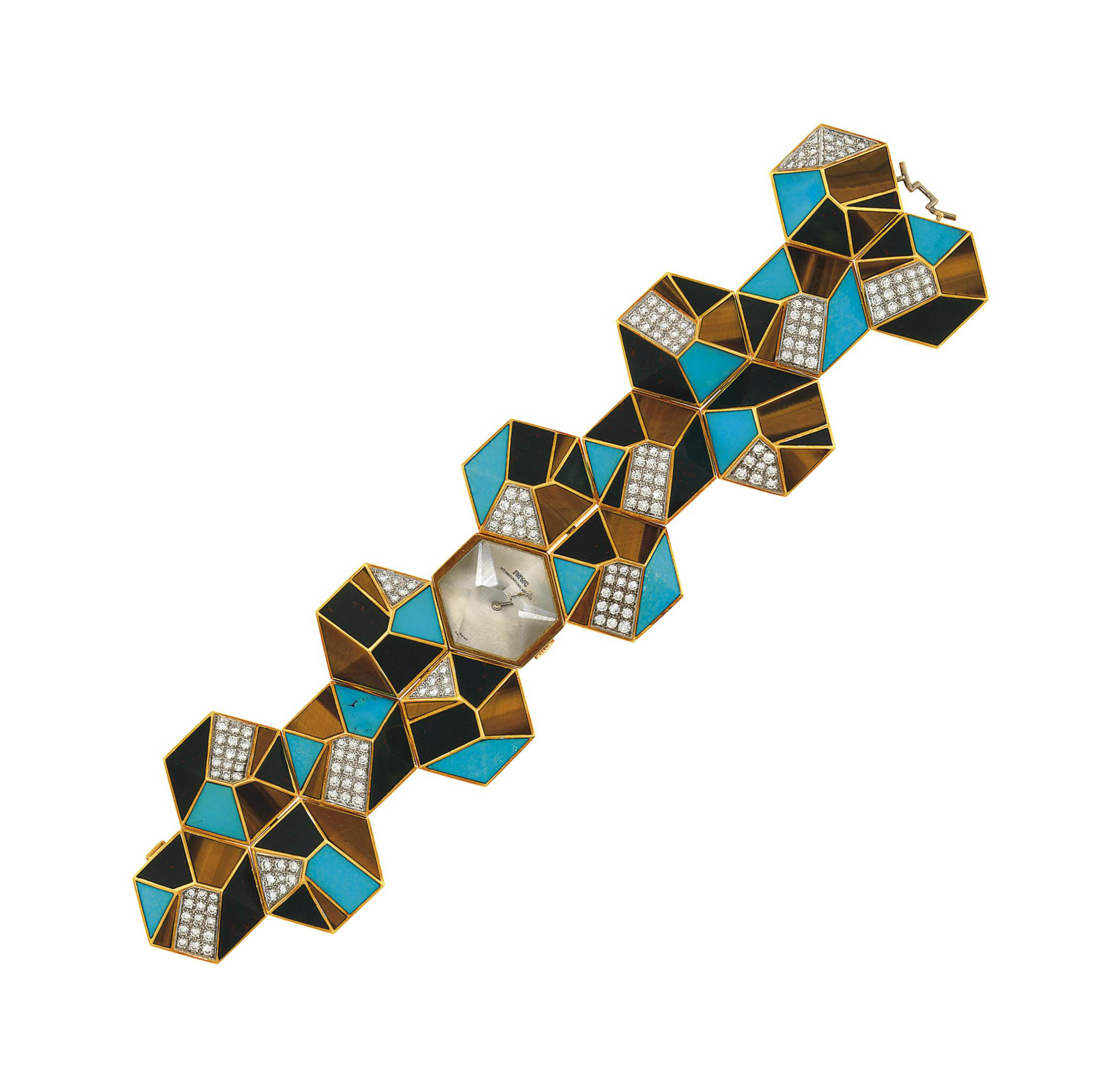 An impressive diamond and hardstone wristwatch, by Gubelin for I