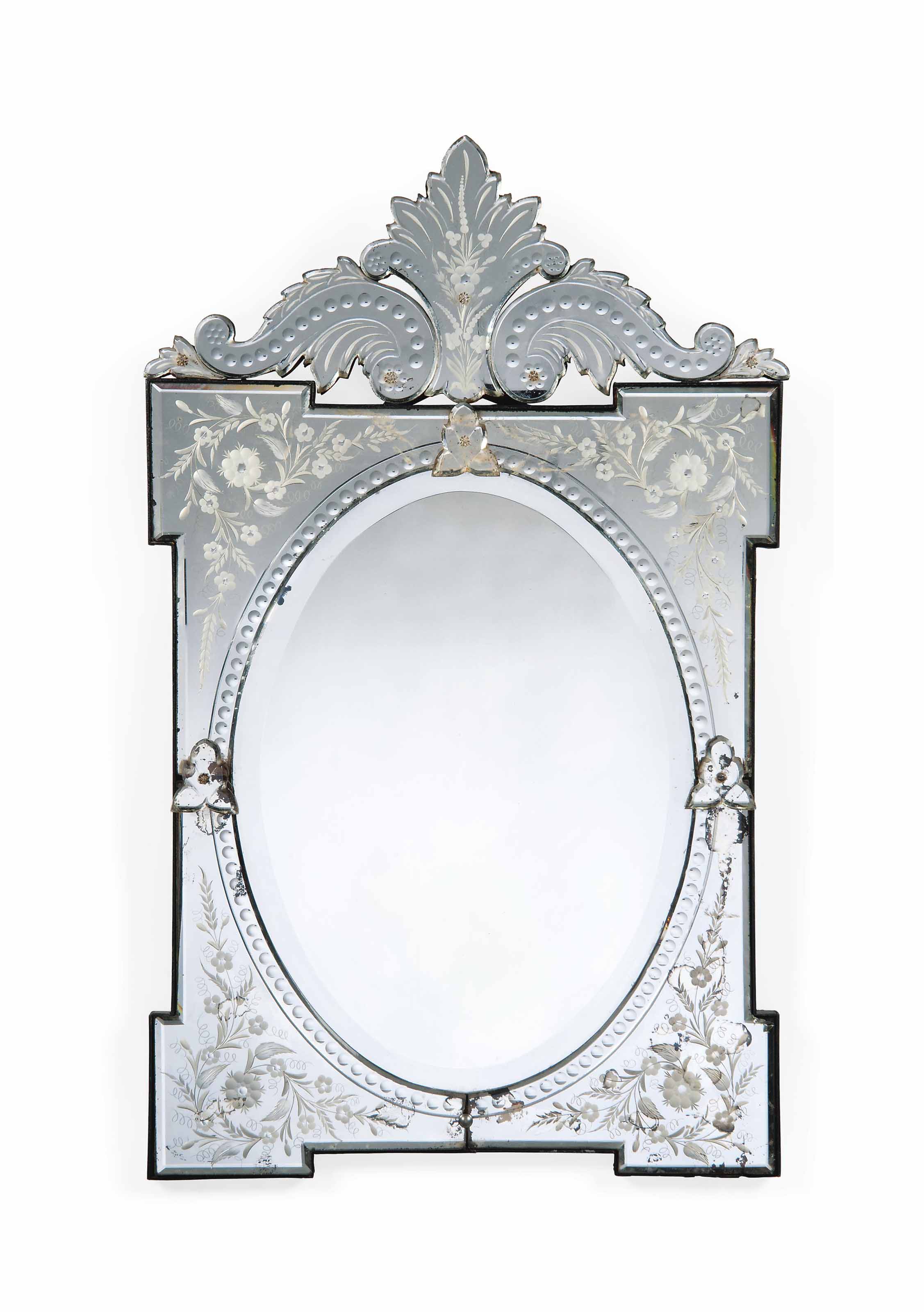 A ETCHED GLASS WALL MIRROR , EARLY 20TH CENTURY Christie's