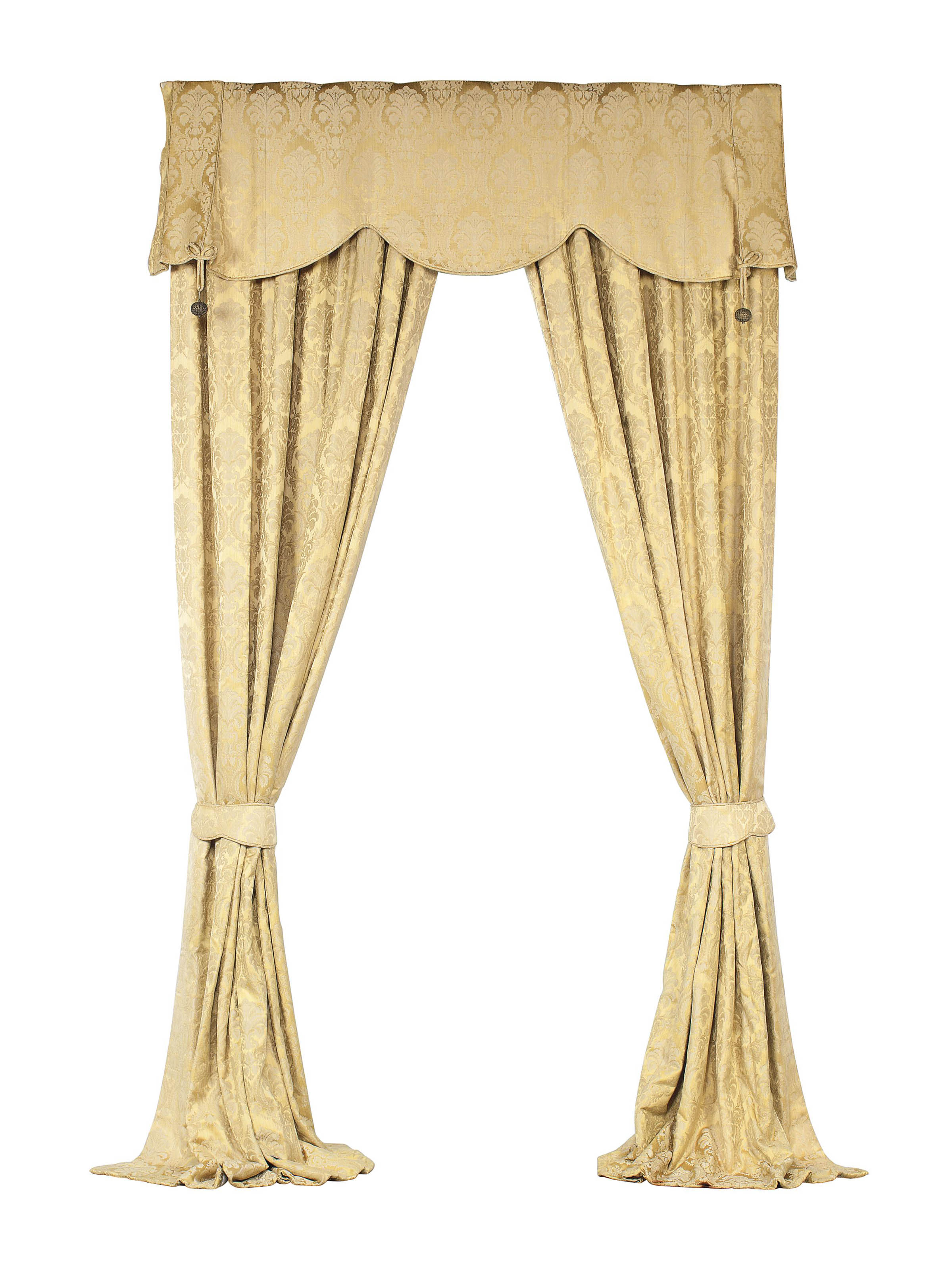 TWO PAIRS OF GOLD DAMASK CURTAINS , MODERN Christie's