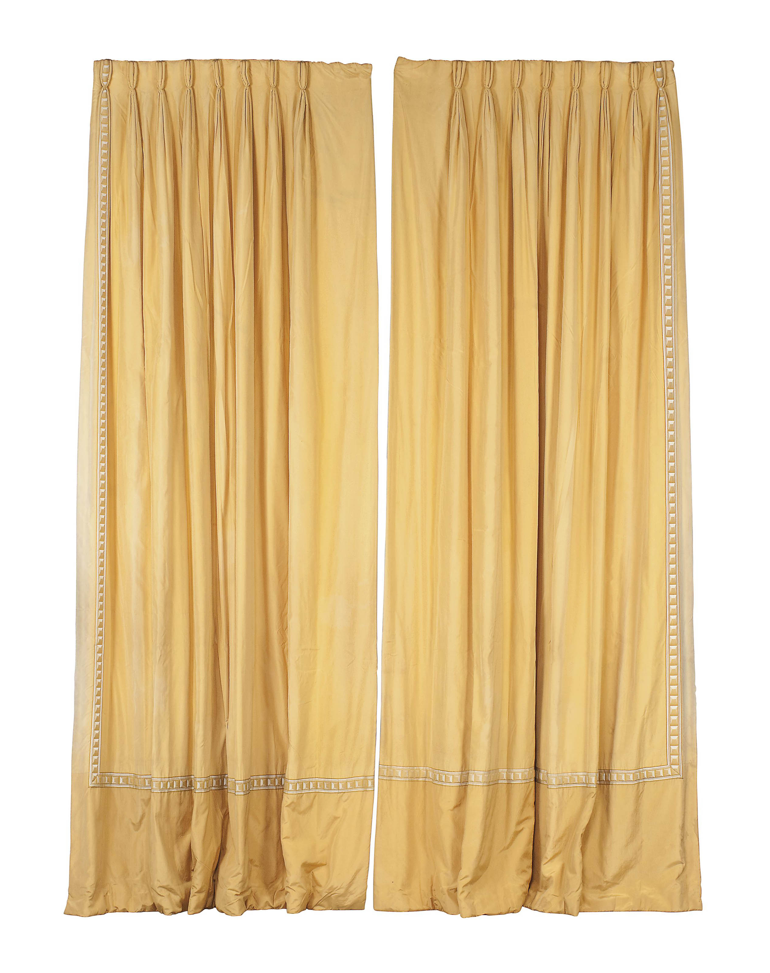 THREE PAIRS OF YELLOW CURTAINS , MODERN Christie's