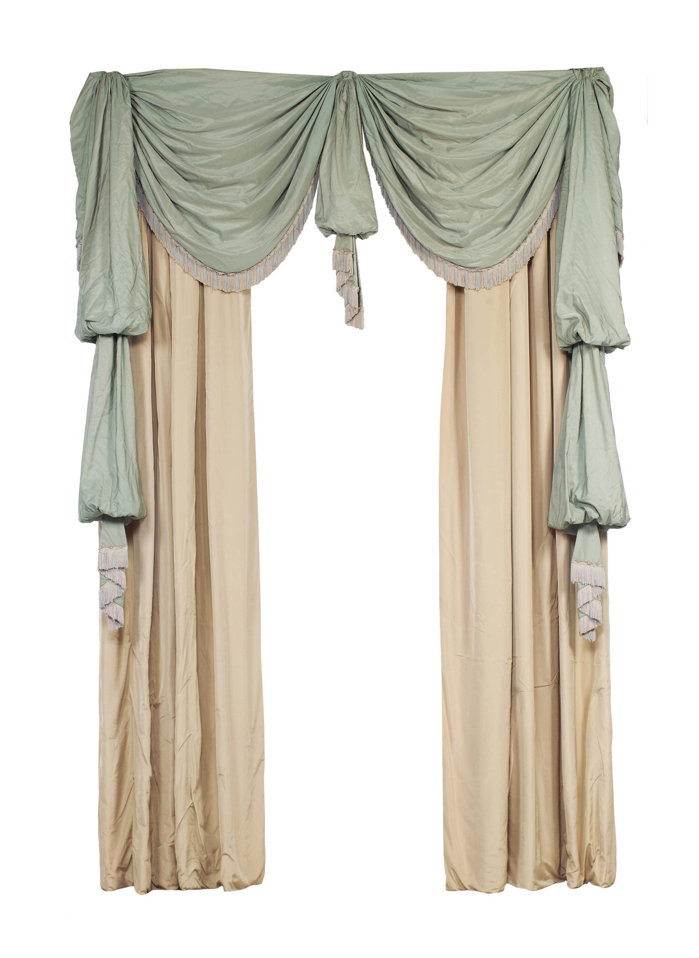 FOUR PAIRS OF CURTAINS WITH SWAGGED PELMETS , MODERN Christie's