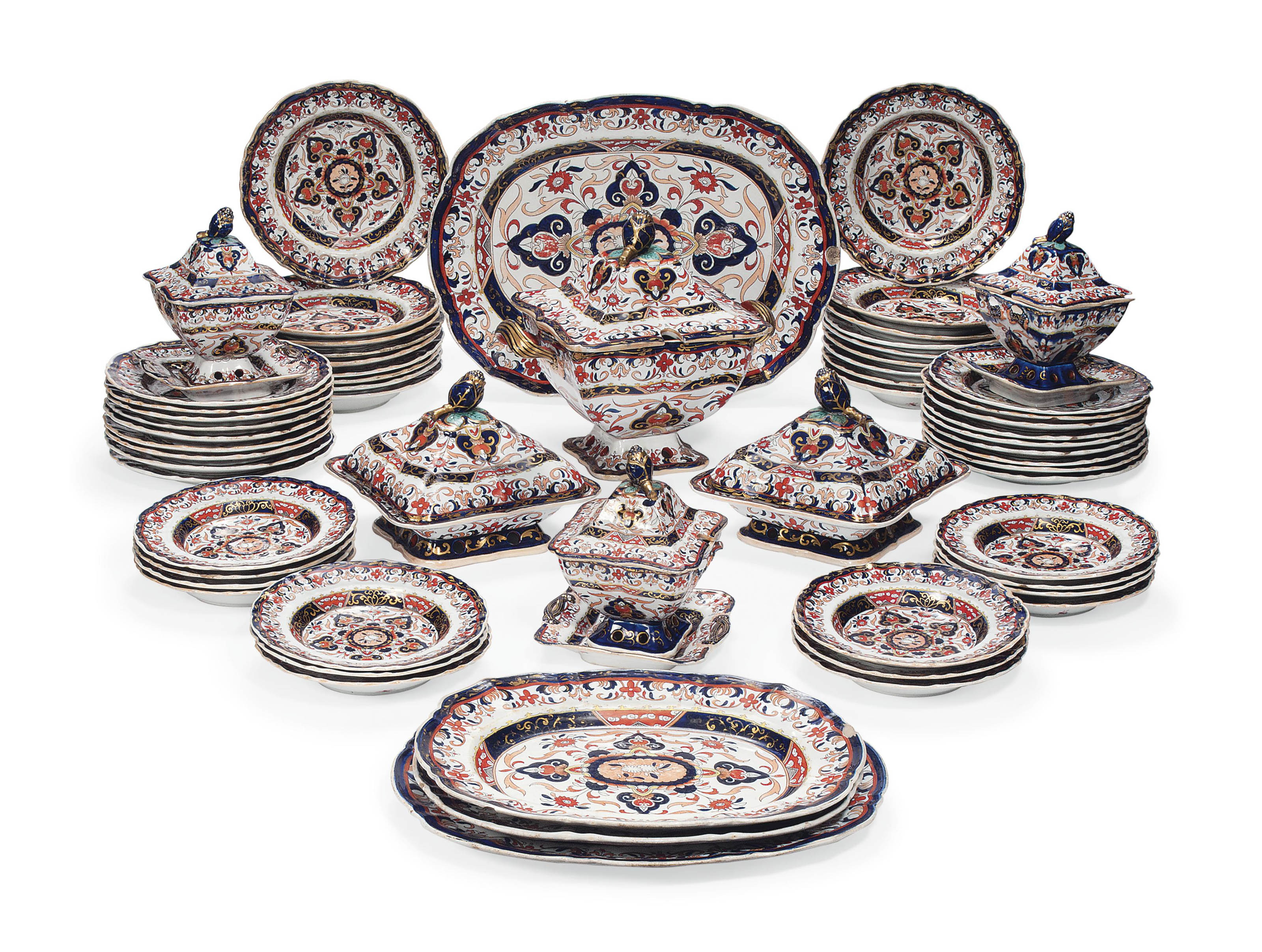 AN ASHWORTH'S IRONSTONE PART DINNERSERVICE , CIRCA 1880, BLACK PRINTED