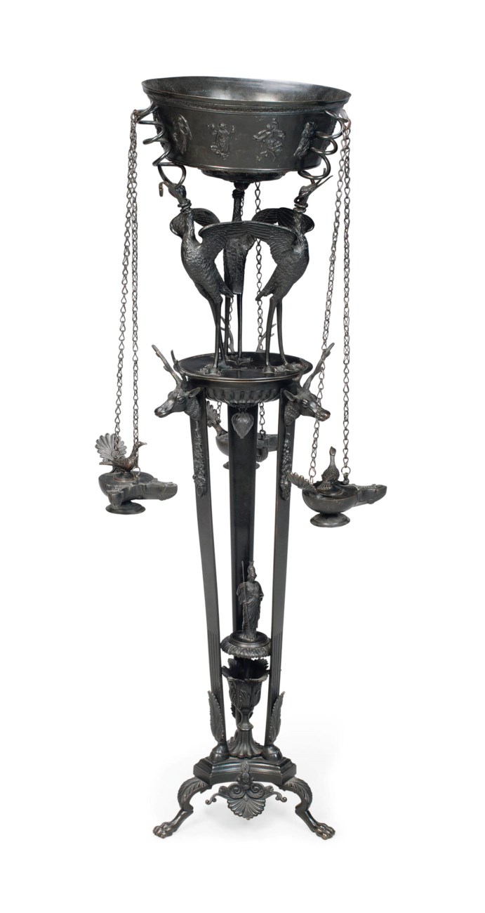 AN ITALIAN BRONZE BRAZIER , SECOND HALF 19TH CENTURY, AFTER THE ANTIQUE