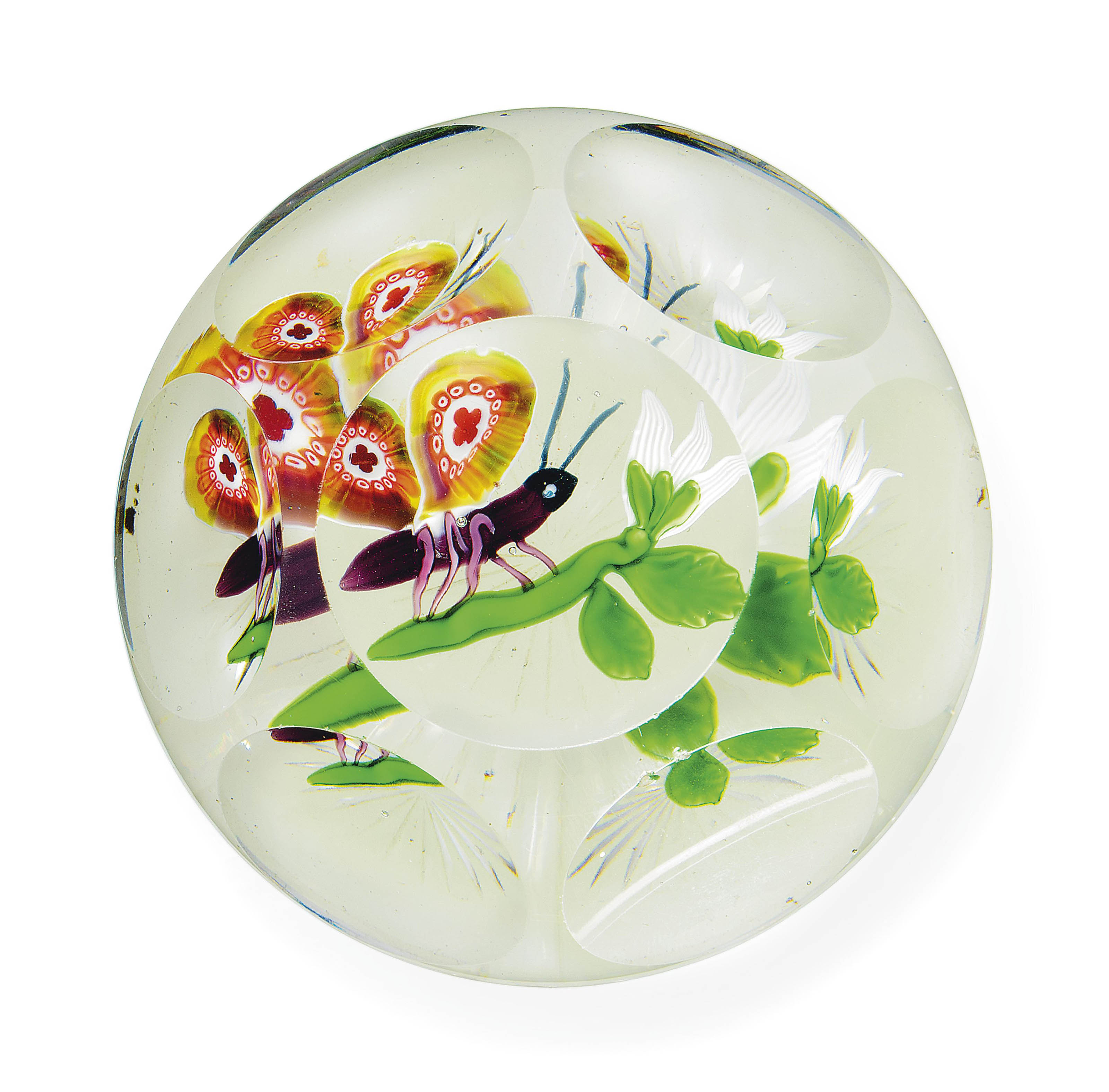 Baccarat. A faceted butterfly and blossom weight, mid-19th century, sold for £16,250 on 25 September 2012 at Christie's in London