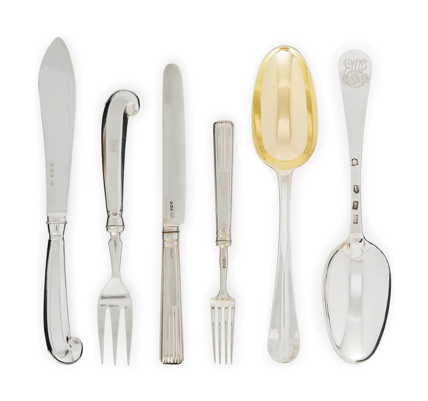 TWELVE PAIRS OF III SILVER FRUIT KNIVES AND FORKS
