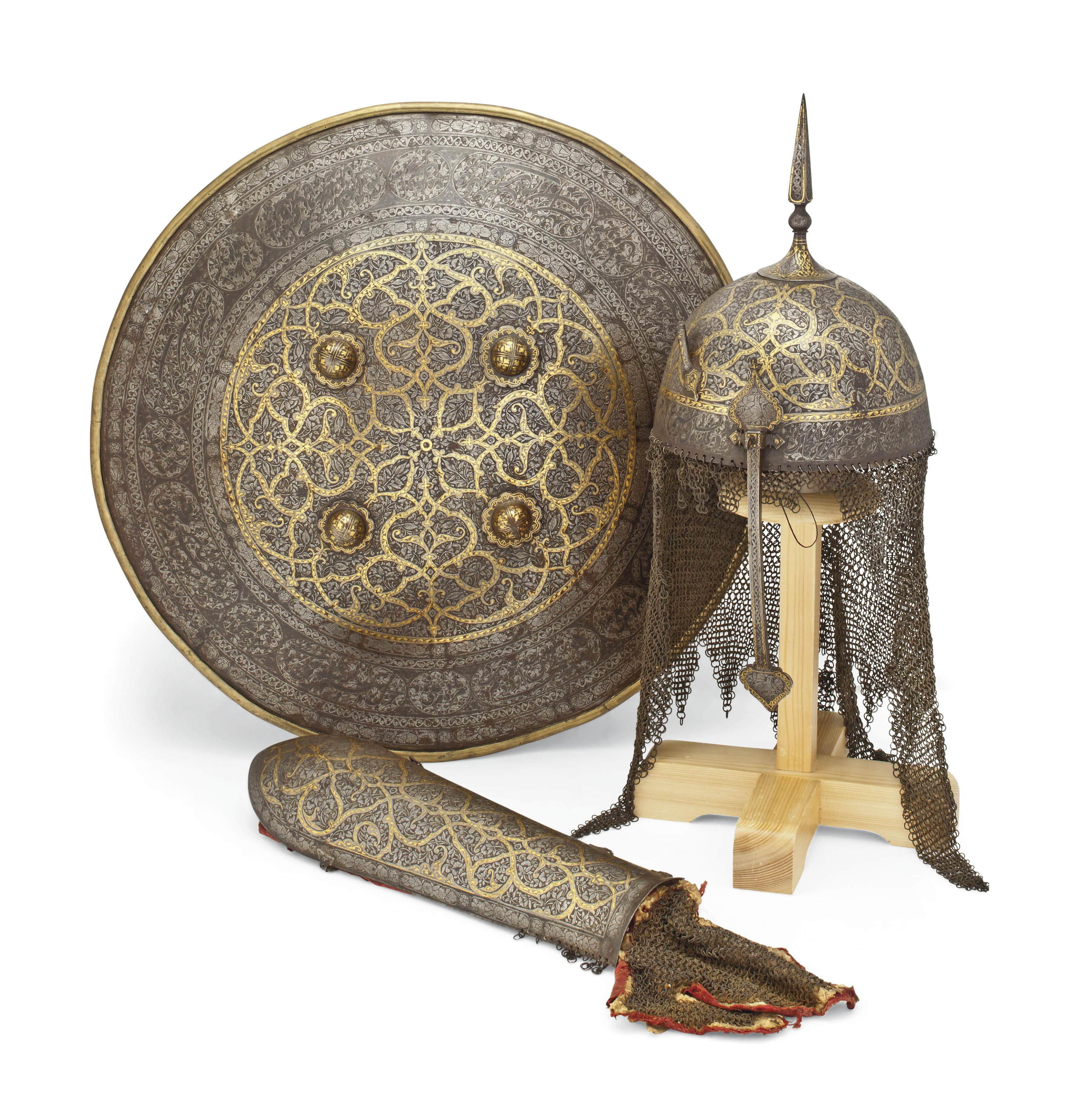 A QAJAR GOLDDAMASCENED SET OF ARMOUR , IRAN, 19TH CENTURY Christie's