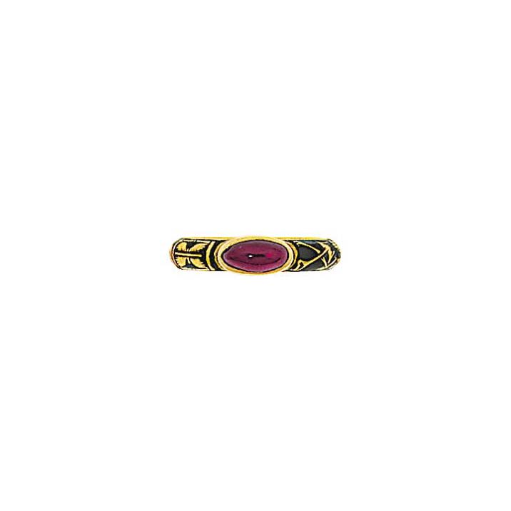 A George I Gold Black Enamel And Garnet Memento Mori Ring
