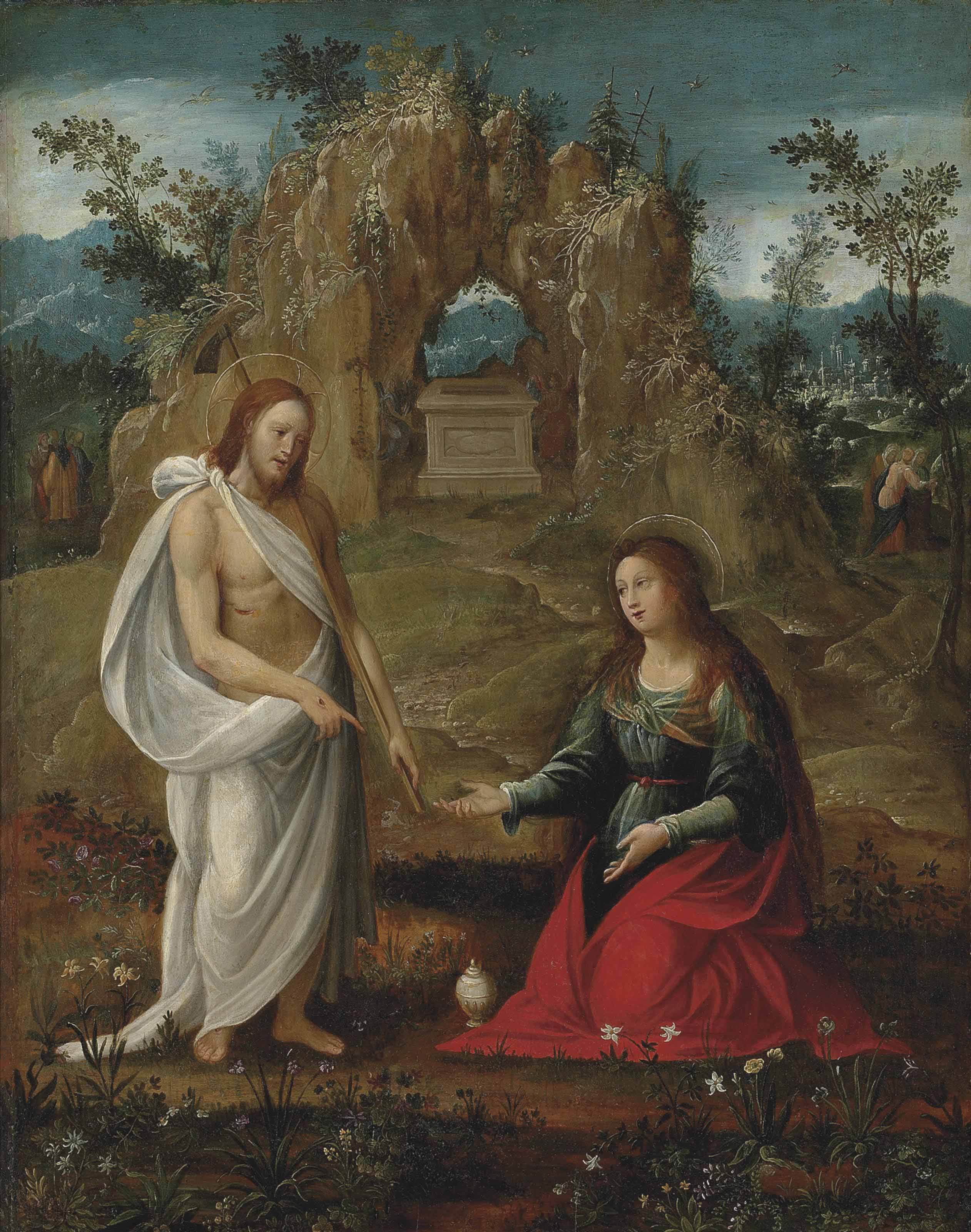Hispano Flemish School Circa 1550 Noli Me Tangere 16th