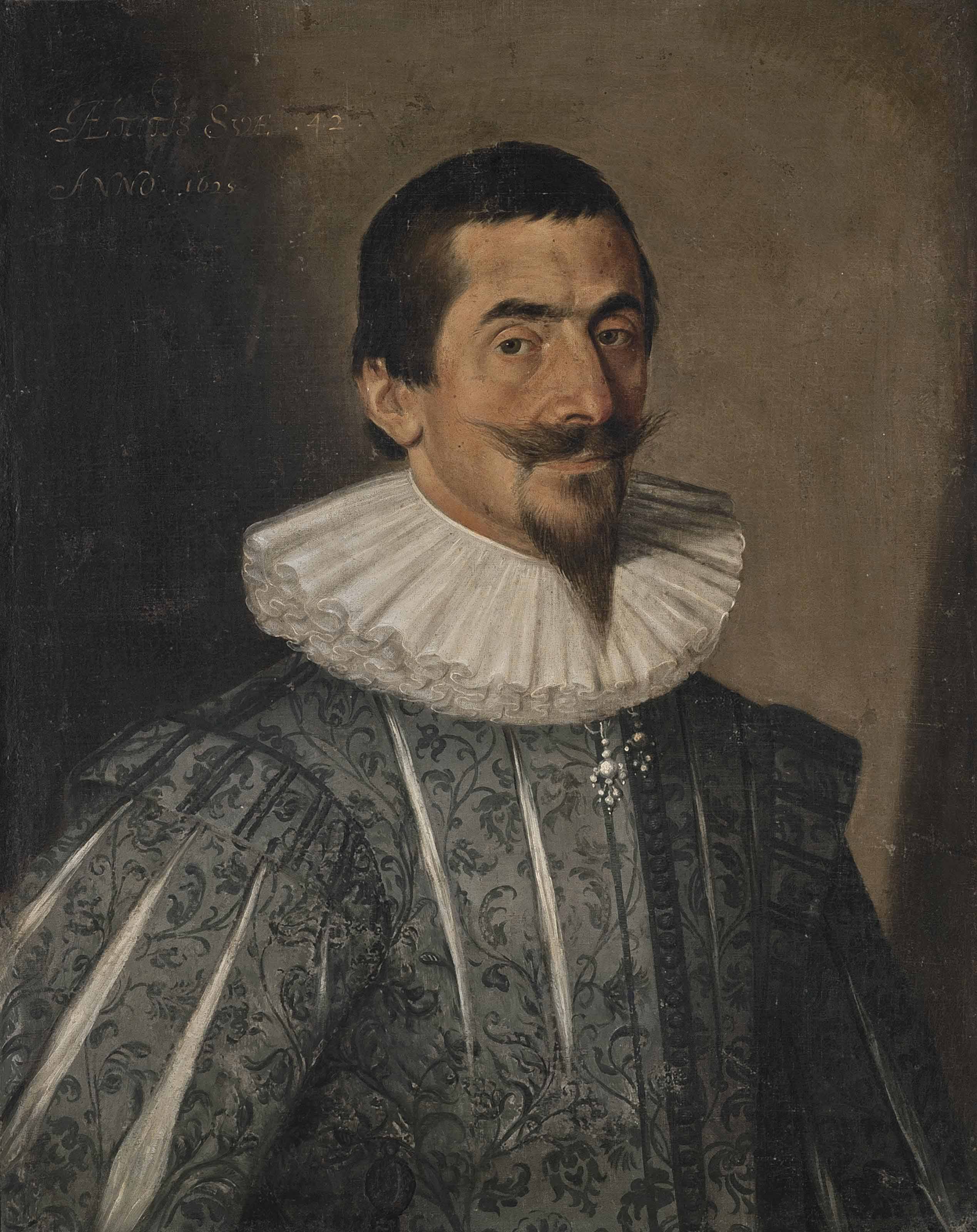 French School 17th Century Portrait Of A Man Half Length In A
